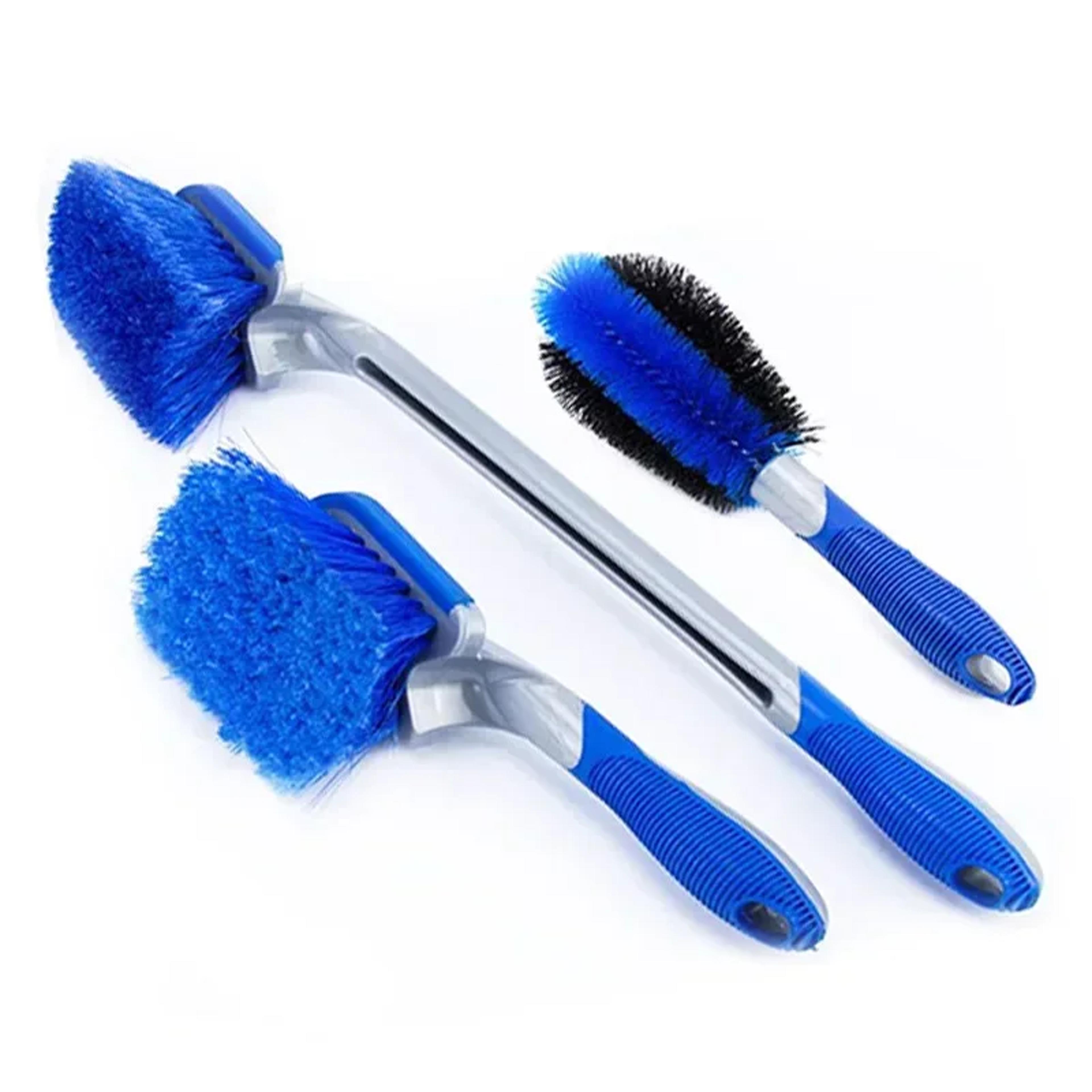 multi purpose car tire cleaning brush with ergonomic handle for wheels, rims & vehicle detailing
