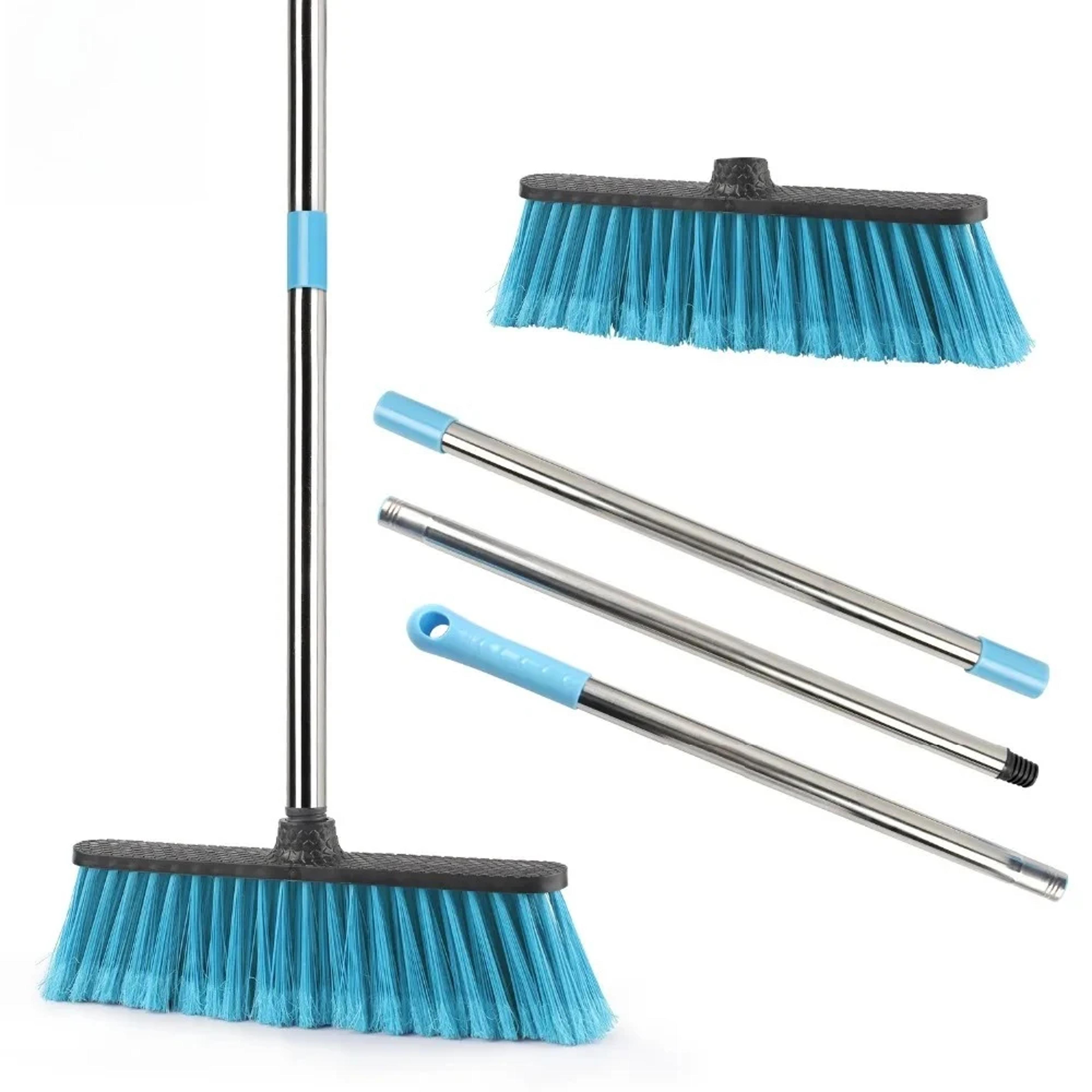 heavy duty floor scrub brush with adjustable long handle for bathroom kitchen tile & grout cleaning