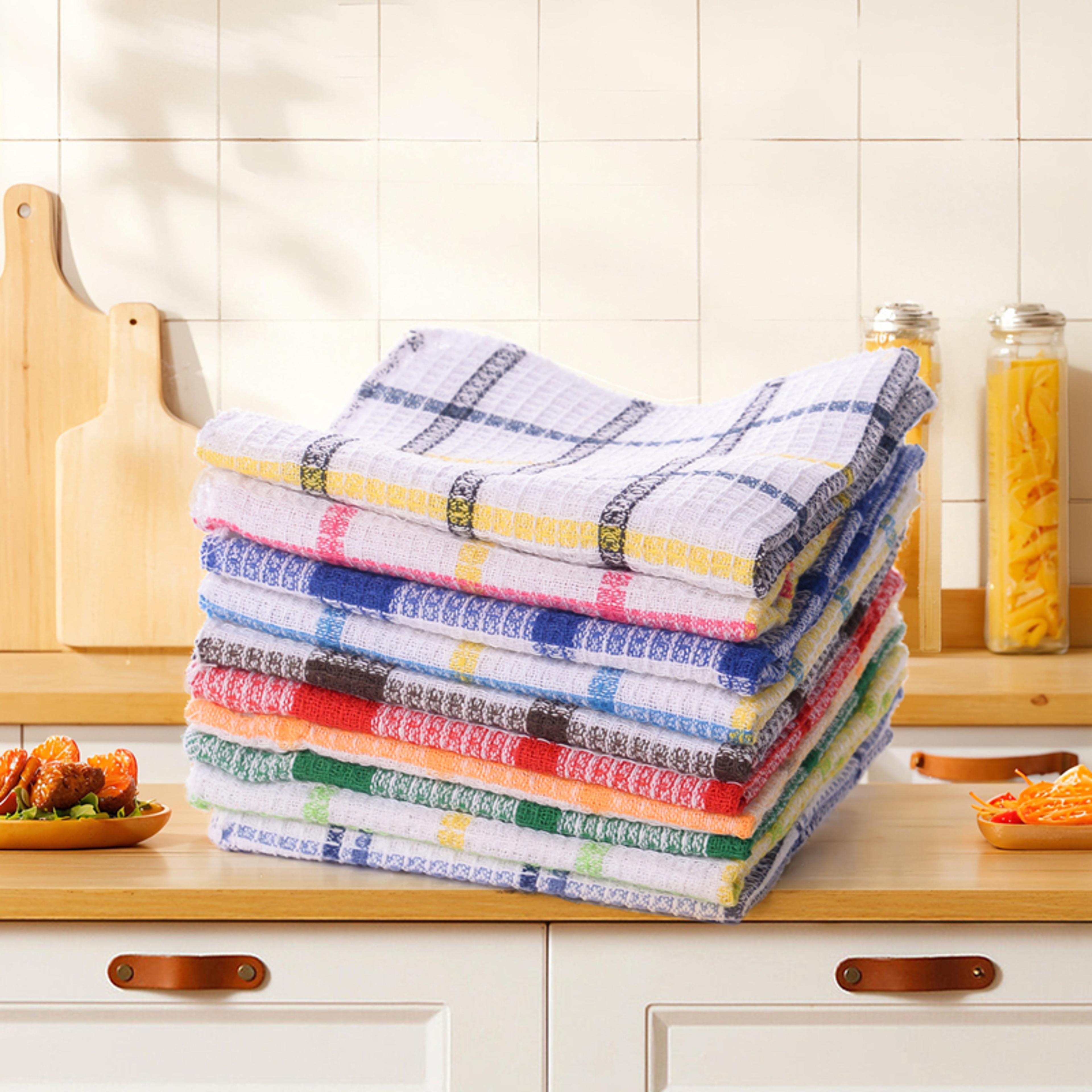 double sided kitchen dish cloth plaid absorbent reusable cleaning towels for everyday kitchen tasks