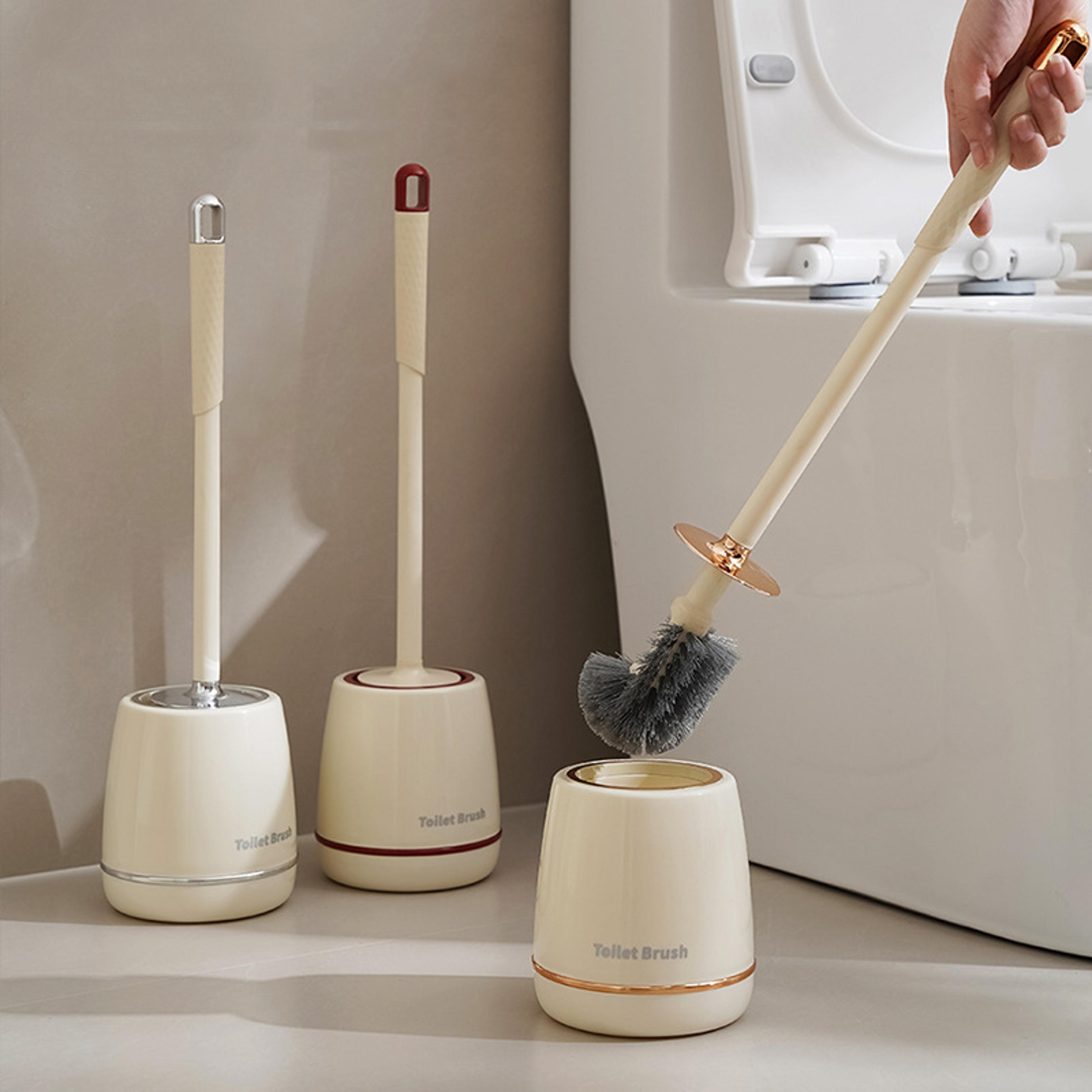 odor lock toilet brush set with quick dry holder for deep bathroom cleaning