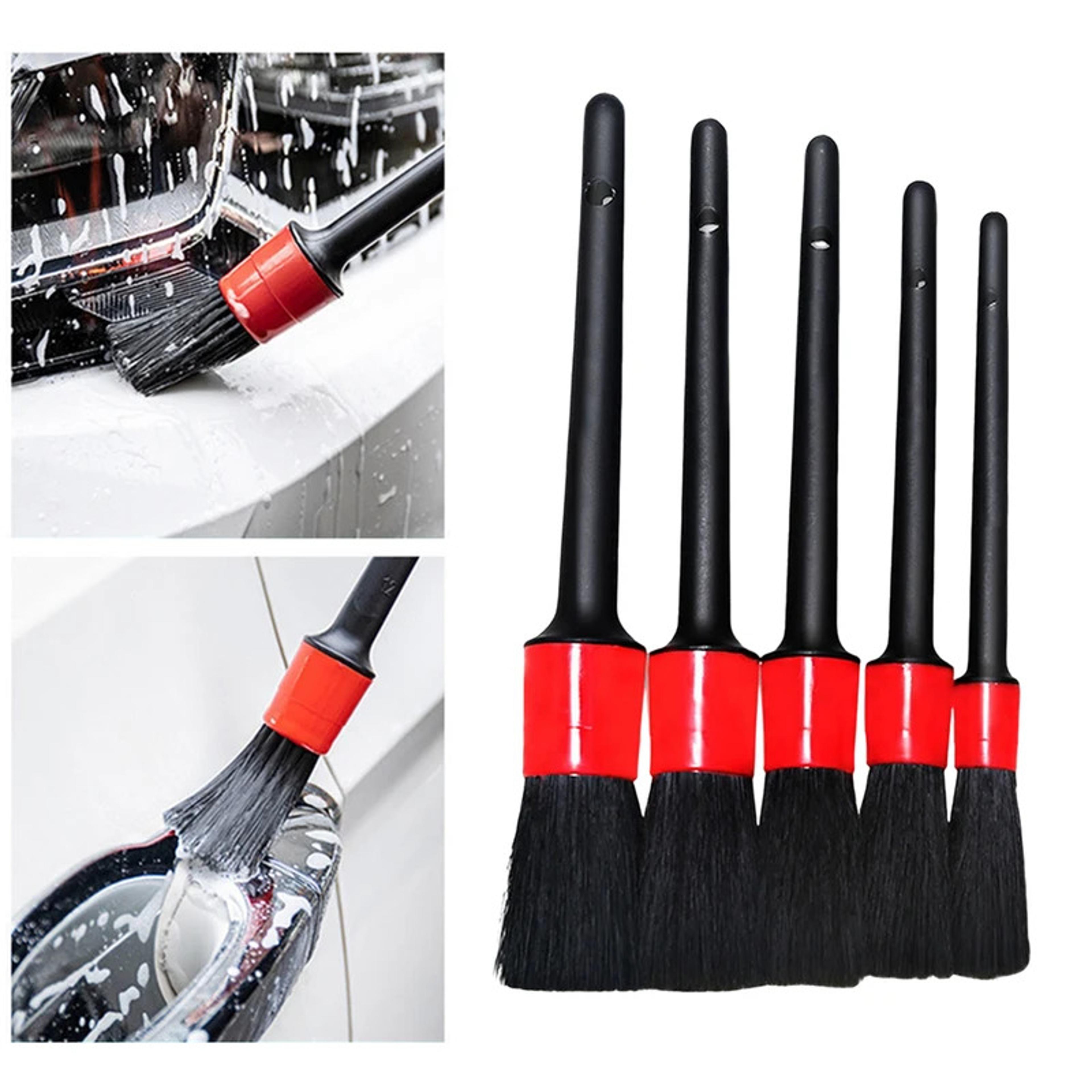 premium car detailing brush set for interior, dashboard & wheel rim cleaning