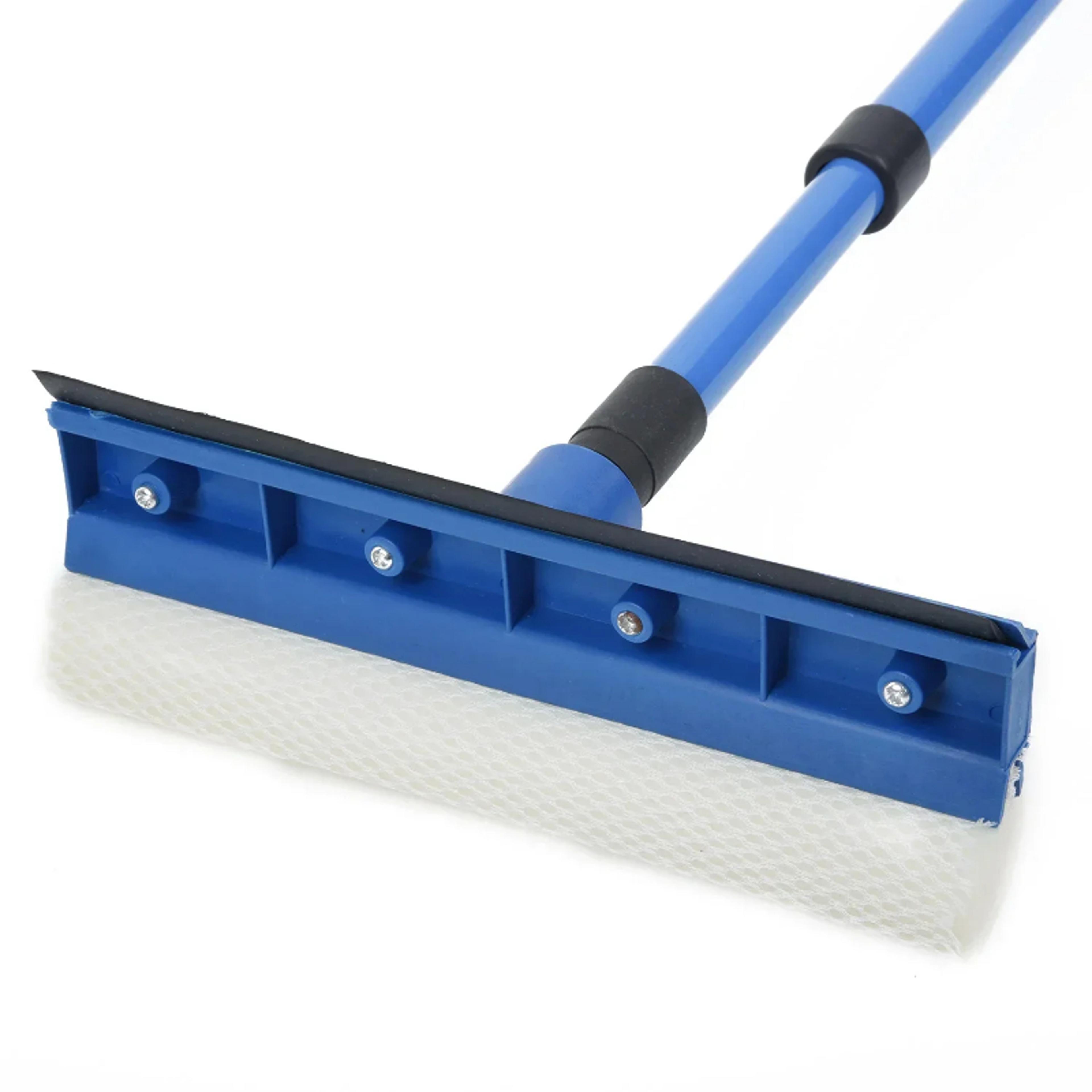 window cleaner tool with telescopic window cleaner handle and sponge squeegee