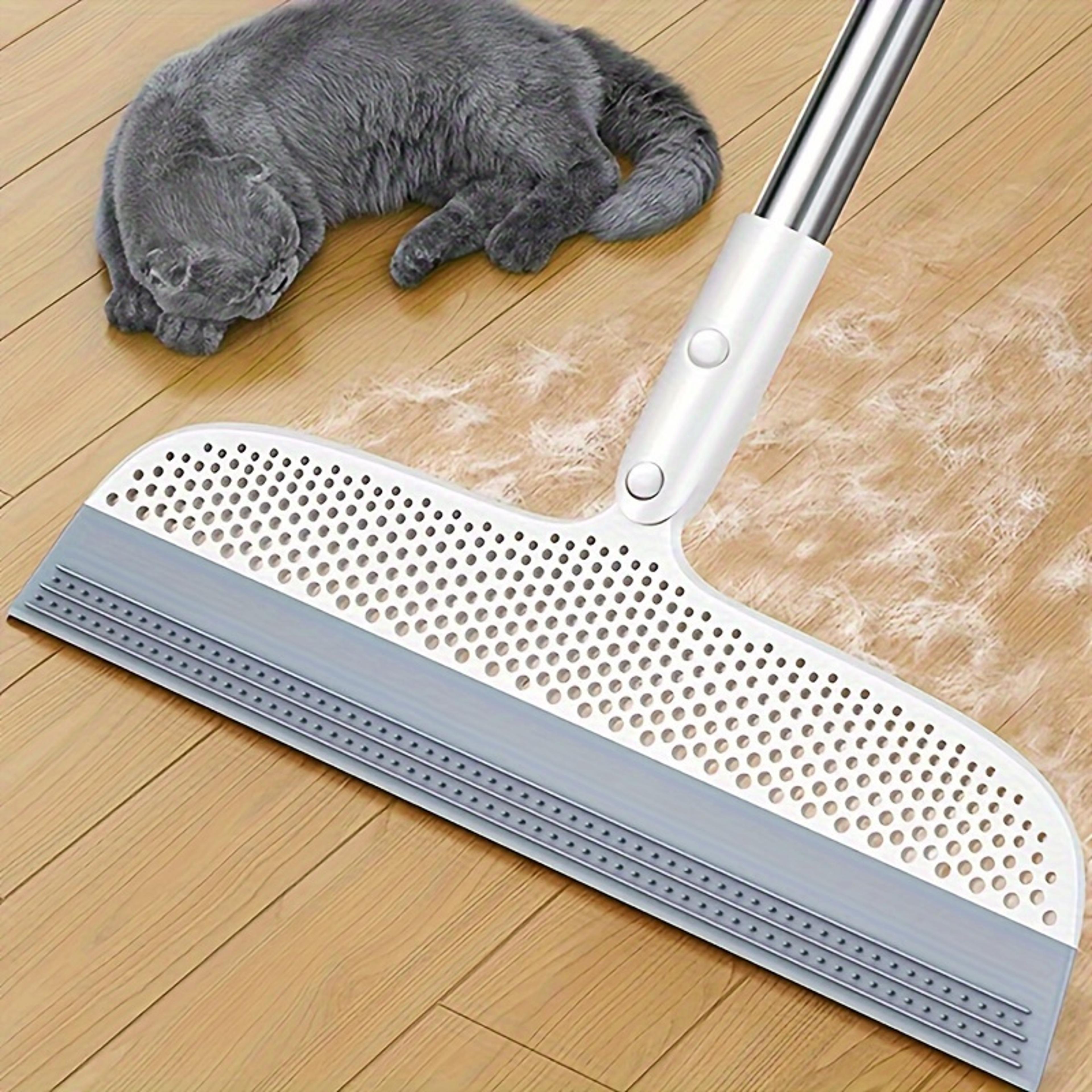 magic silicone broom and dustpan set with detachable head & double-sided floor scraper