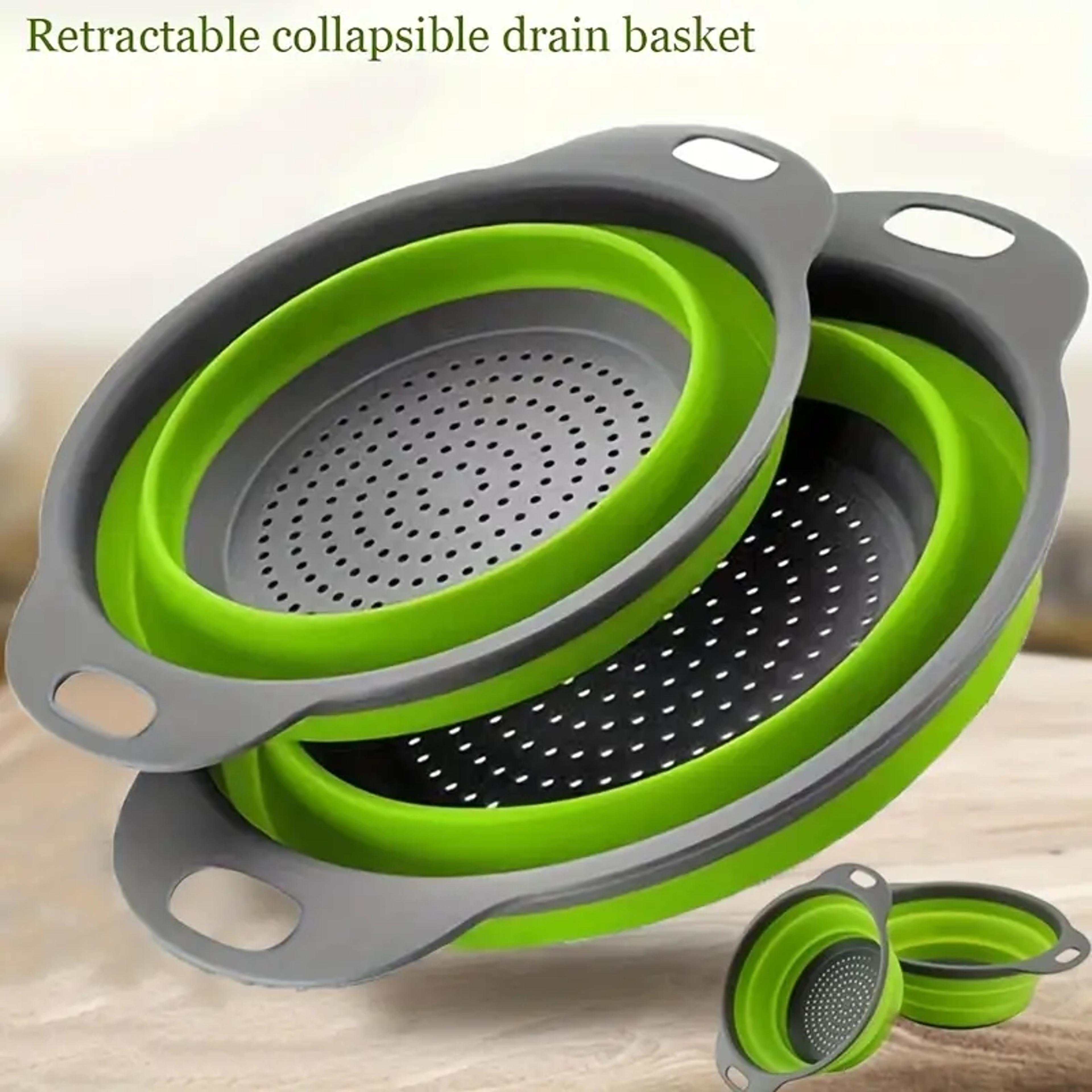 collapsible silicone colander with handle space saving kitchen colander for fruits, vegetables & pasta