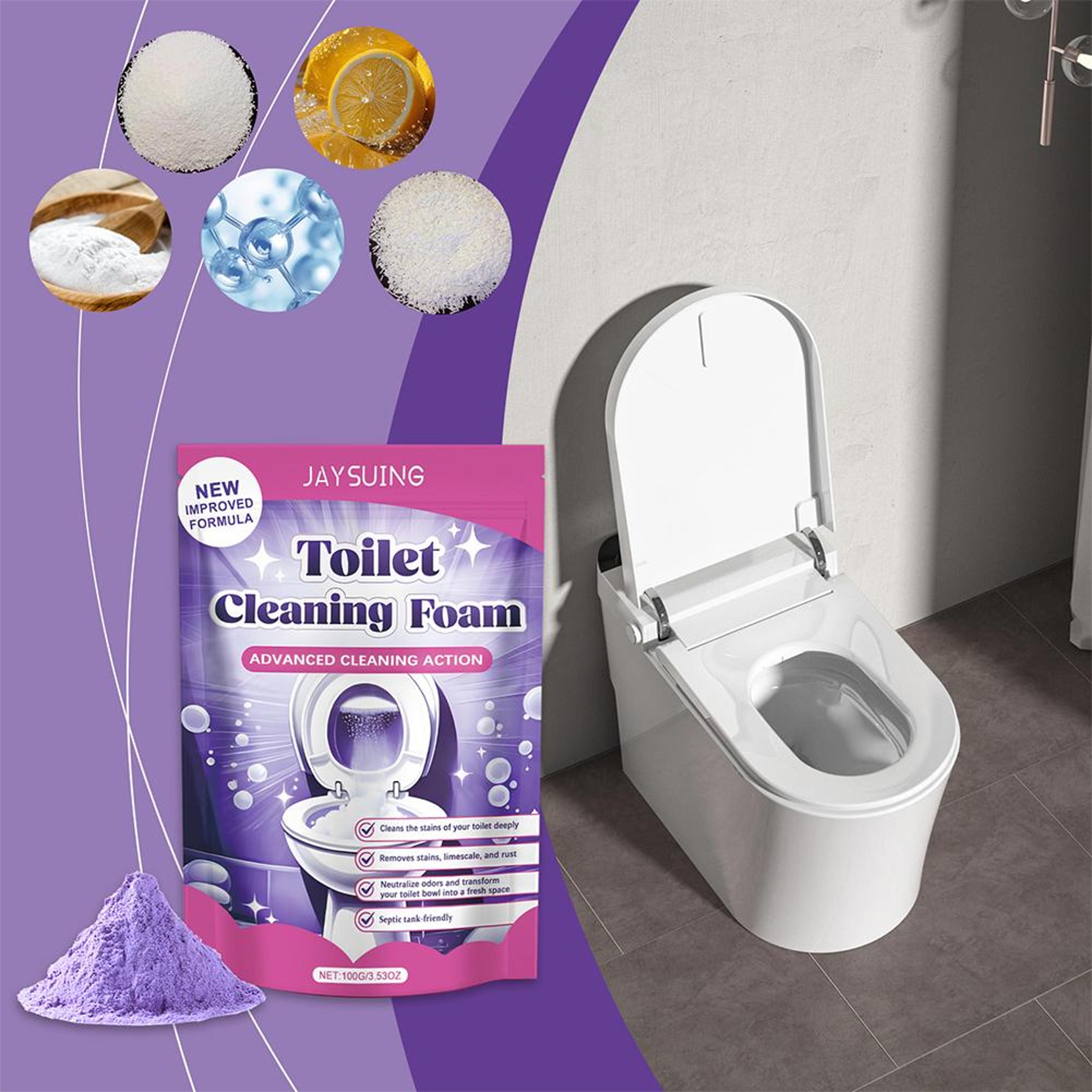 miracle toilet bowl cleaner powder self activating foaming toilet cleaner & toilet descaler