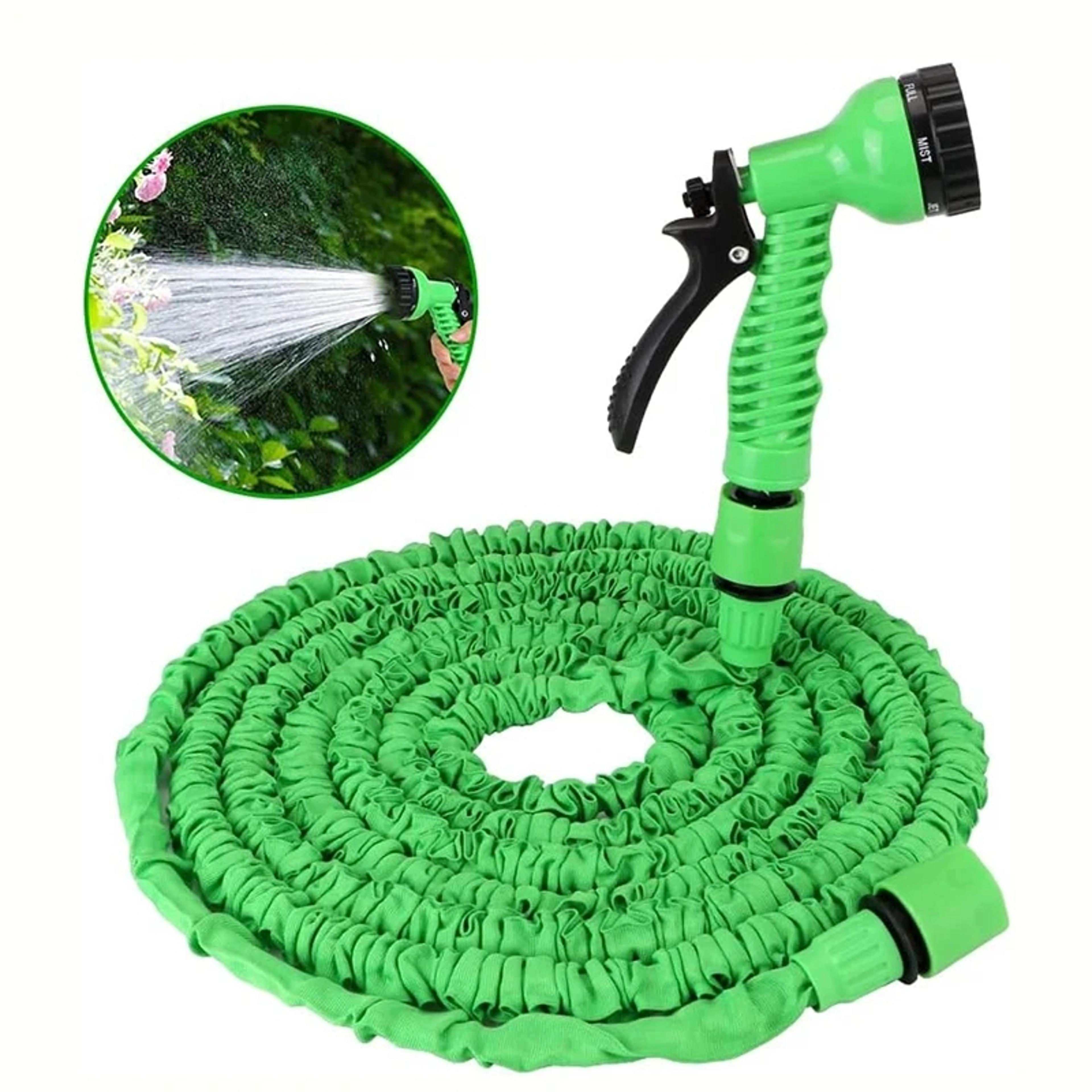 expandable garden hose with high pressure spray nozzle for car wash & garden watering