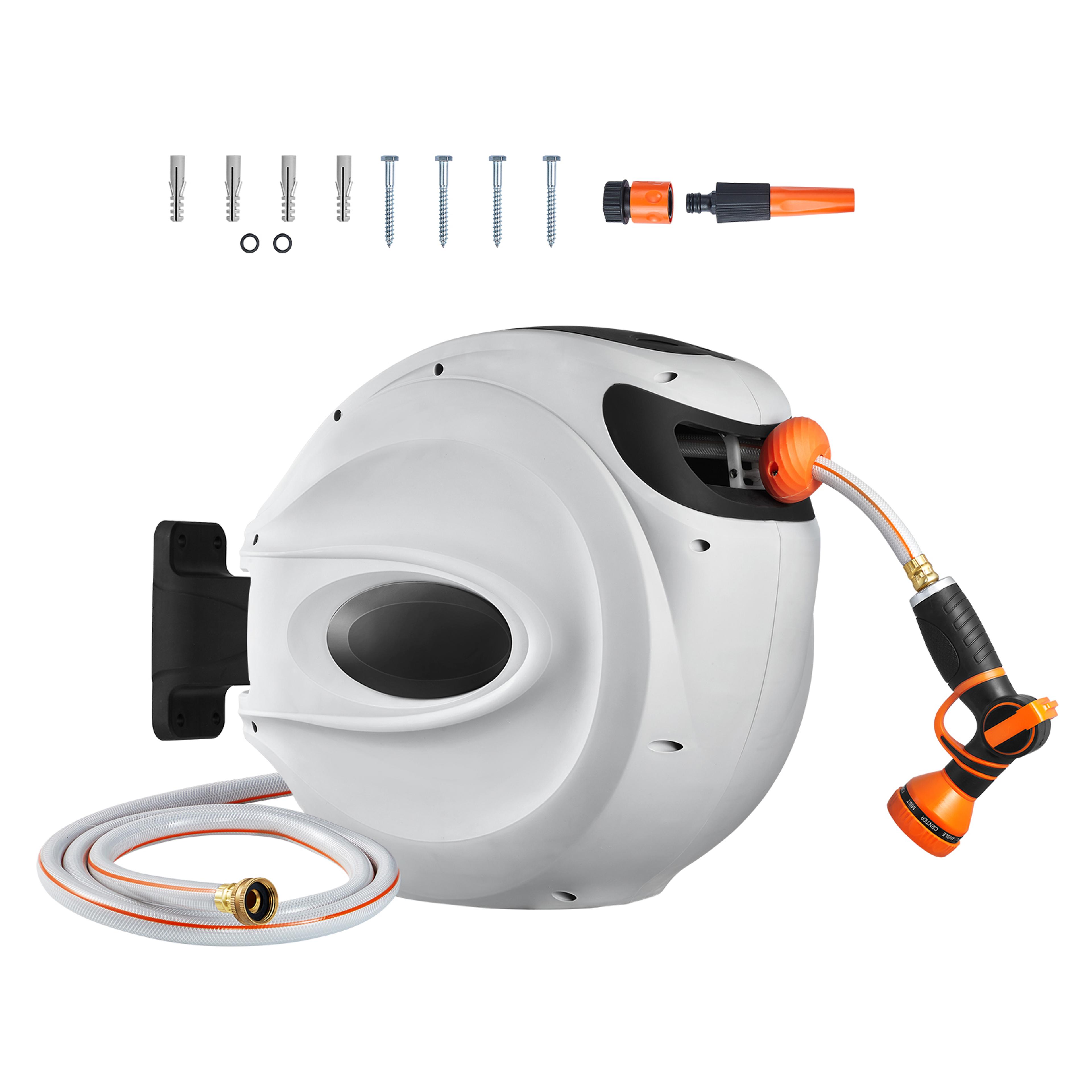 succebuy retractable hose reel with swivel wall mount & pattern spray nozzle