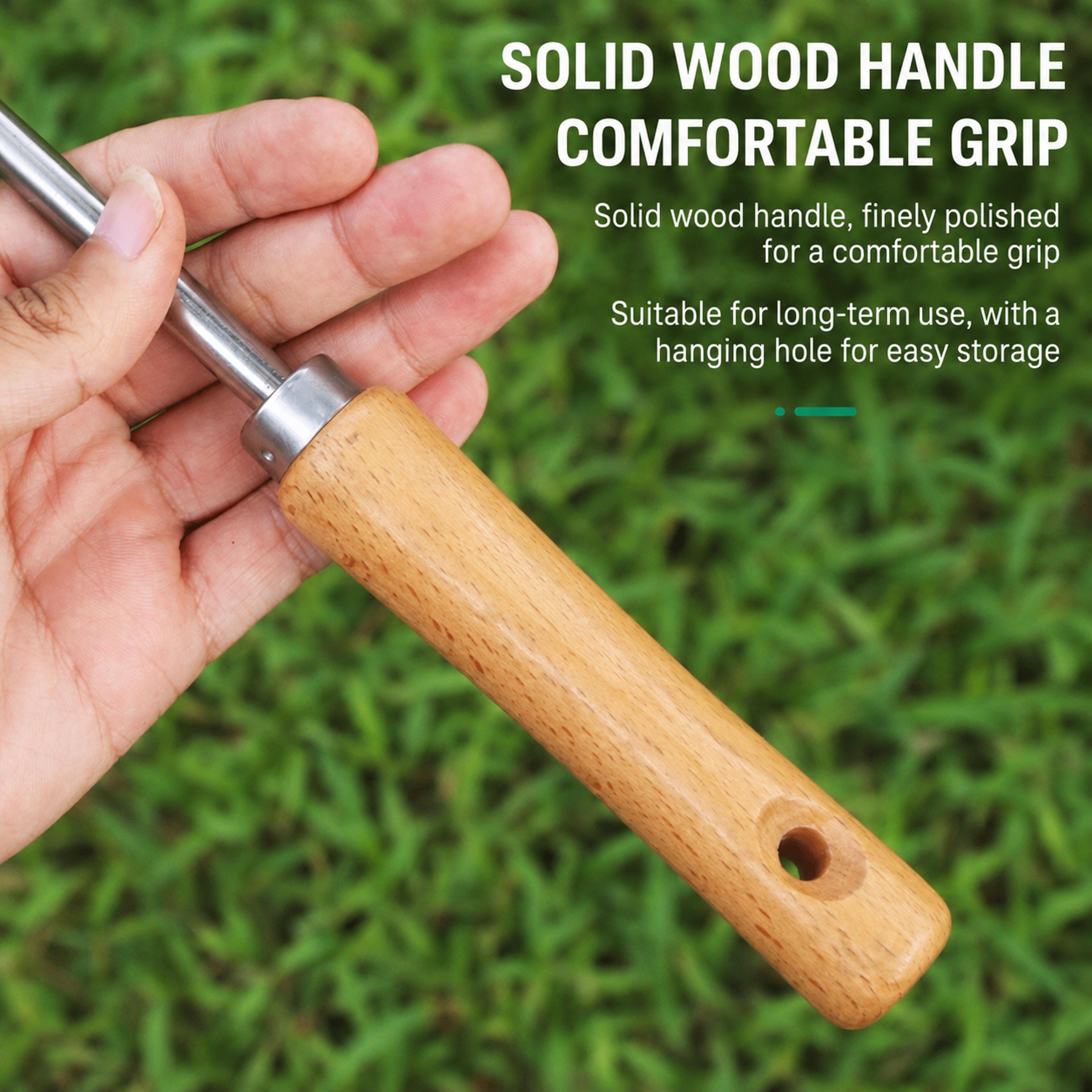 rafford crevice weeder stainless steel root remover tool with wooden handle for garden & paving gaps