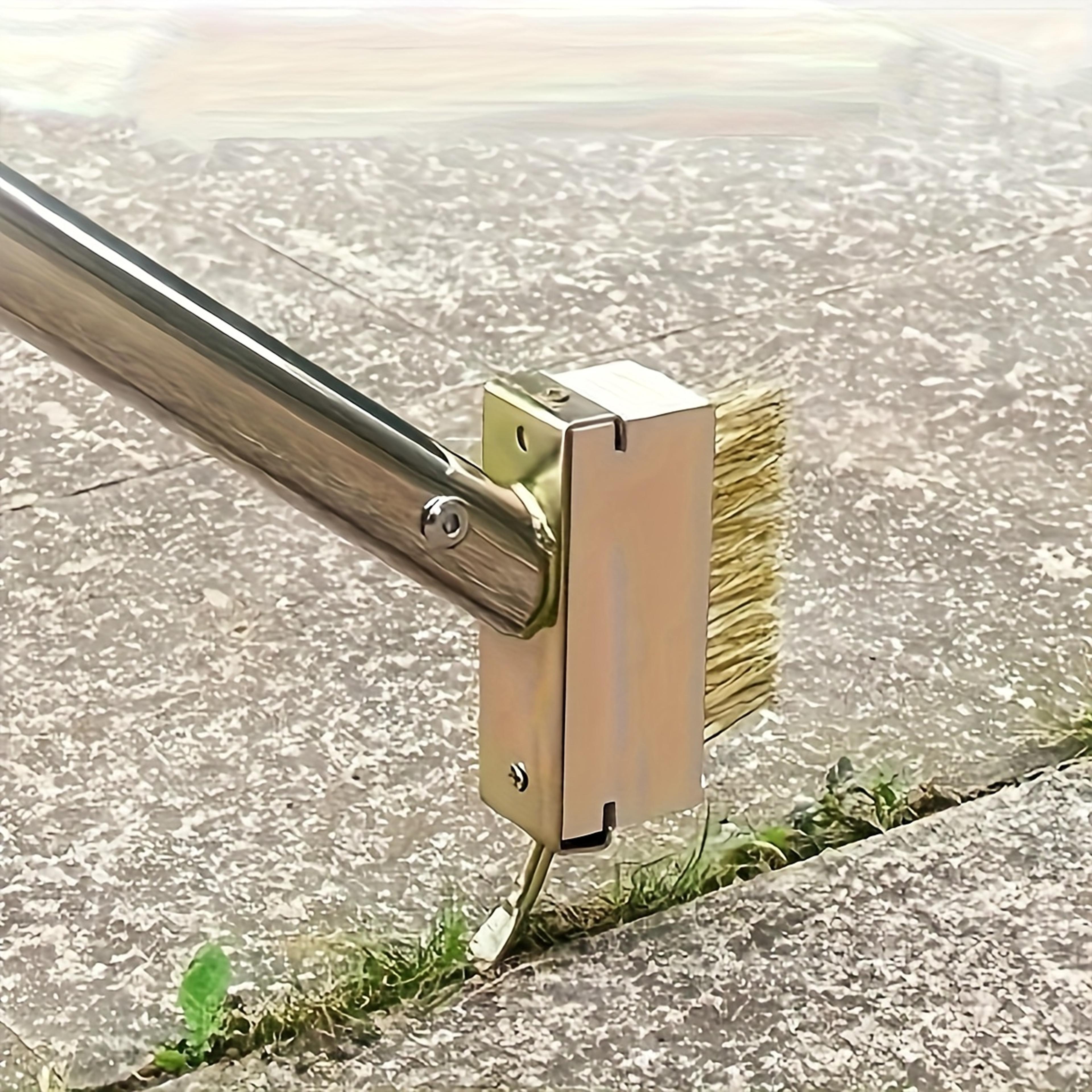 adjustable manual weeding tool with wire weed brush for patios, decks & sidewalk cracks