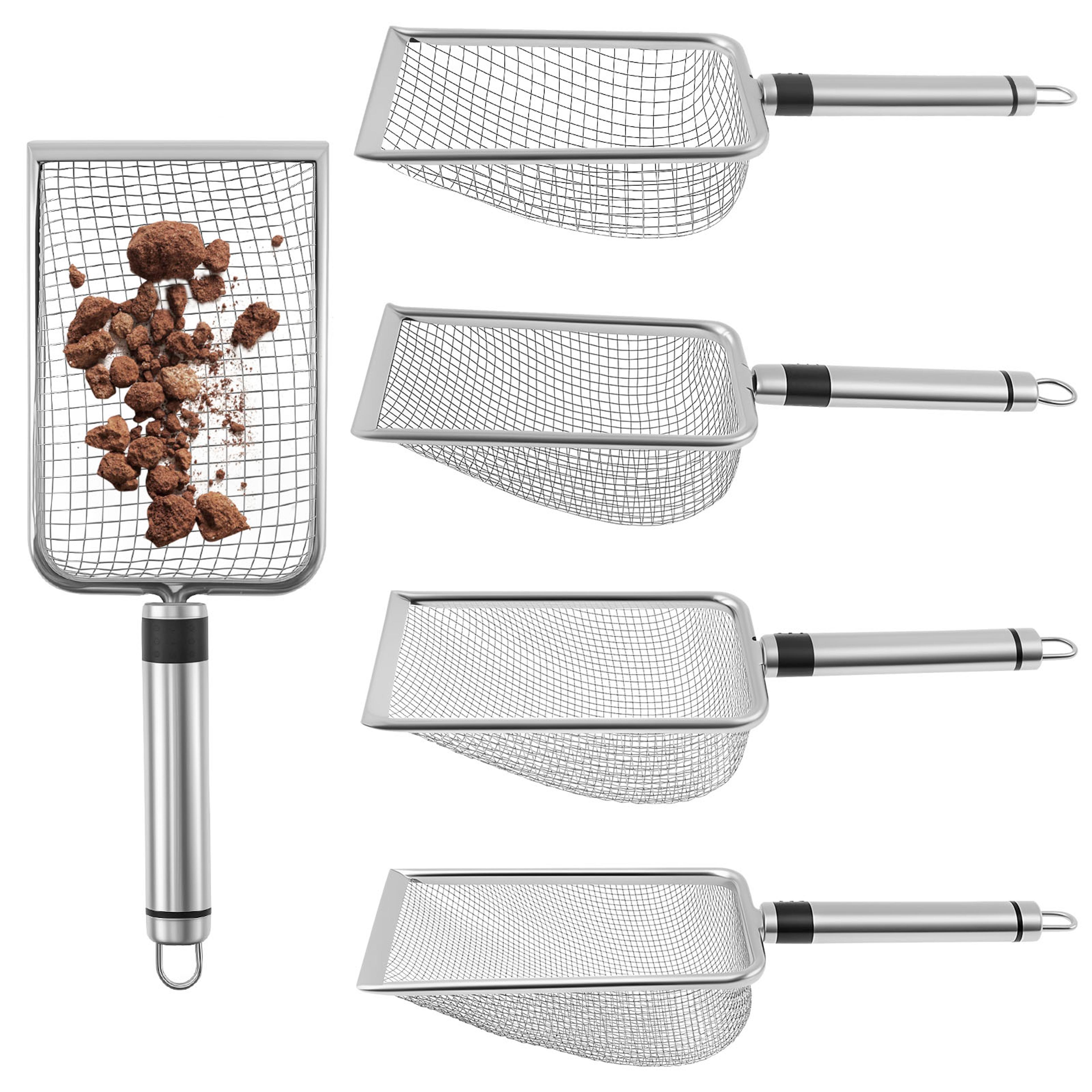 stainless steel soil sifter set with handle for garden soil, compost & sand screening