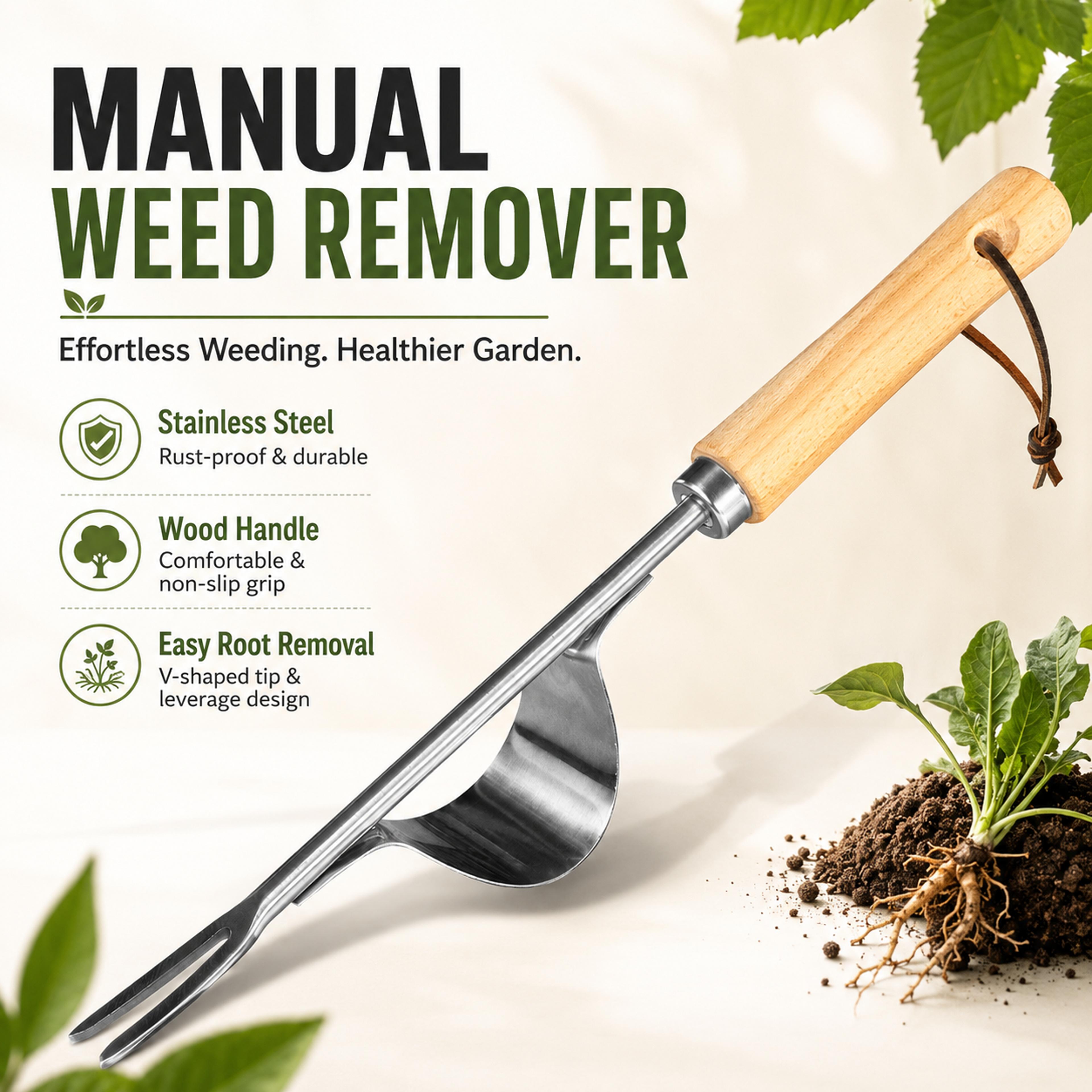 heavy duty manual weed remover stainless steel garden weeding tool for lawn, patio & garden cracks