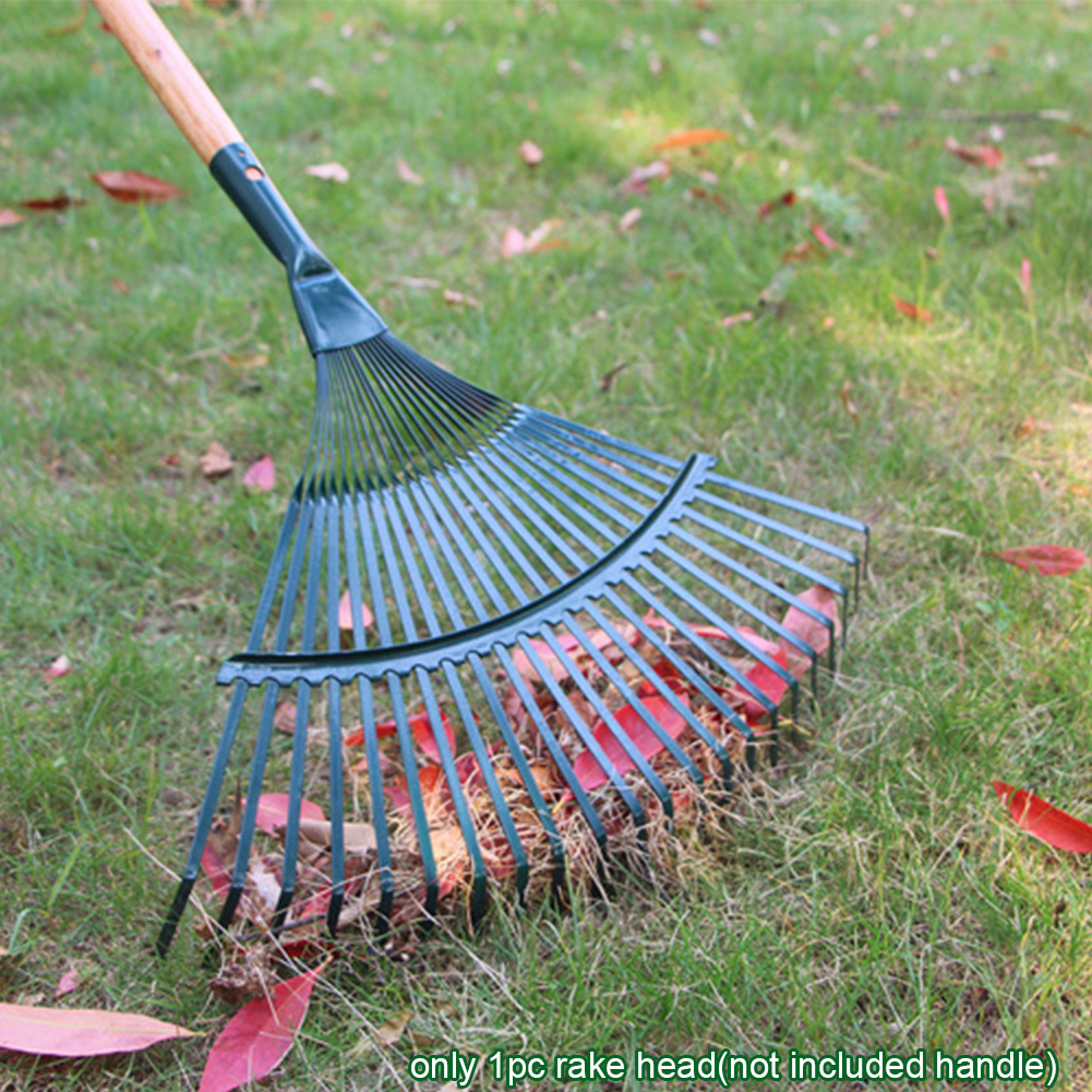 tooth garden rake for leaves, soil & lawn cleanup heavy duty leaf rake tool