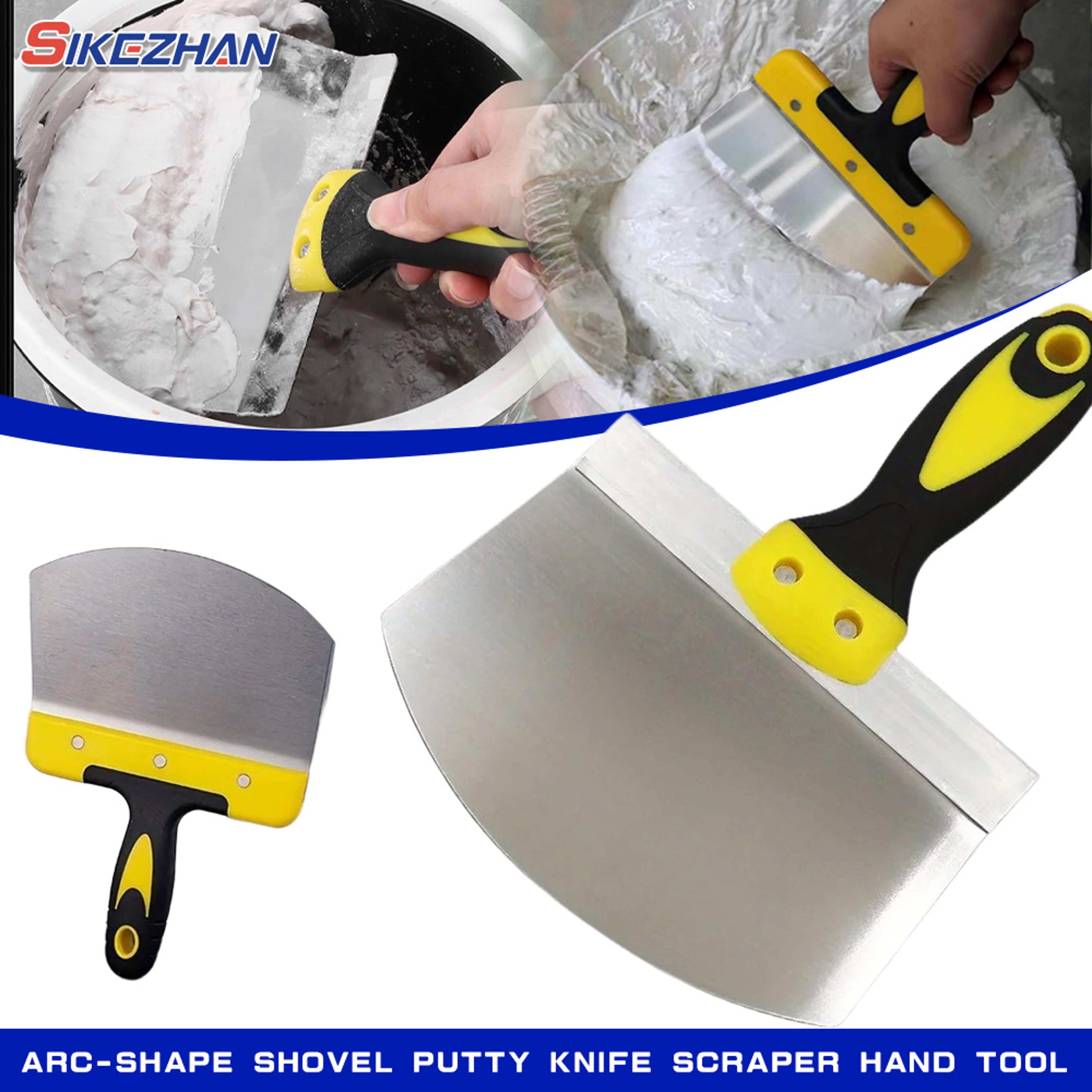 curved drywall putty knife bucket scoop scraper for plaster, joint compound & paint removal