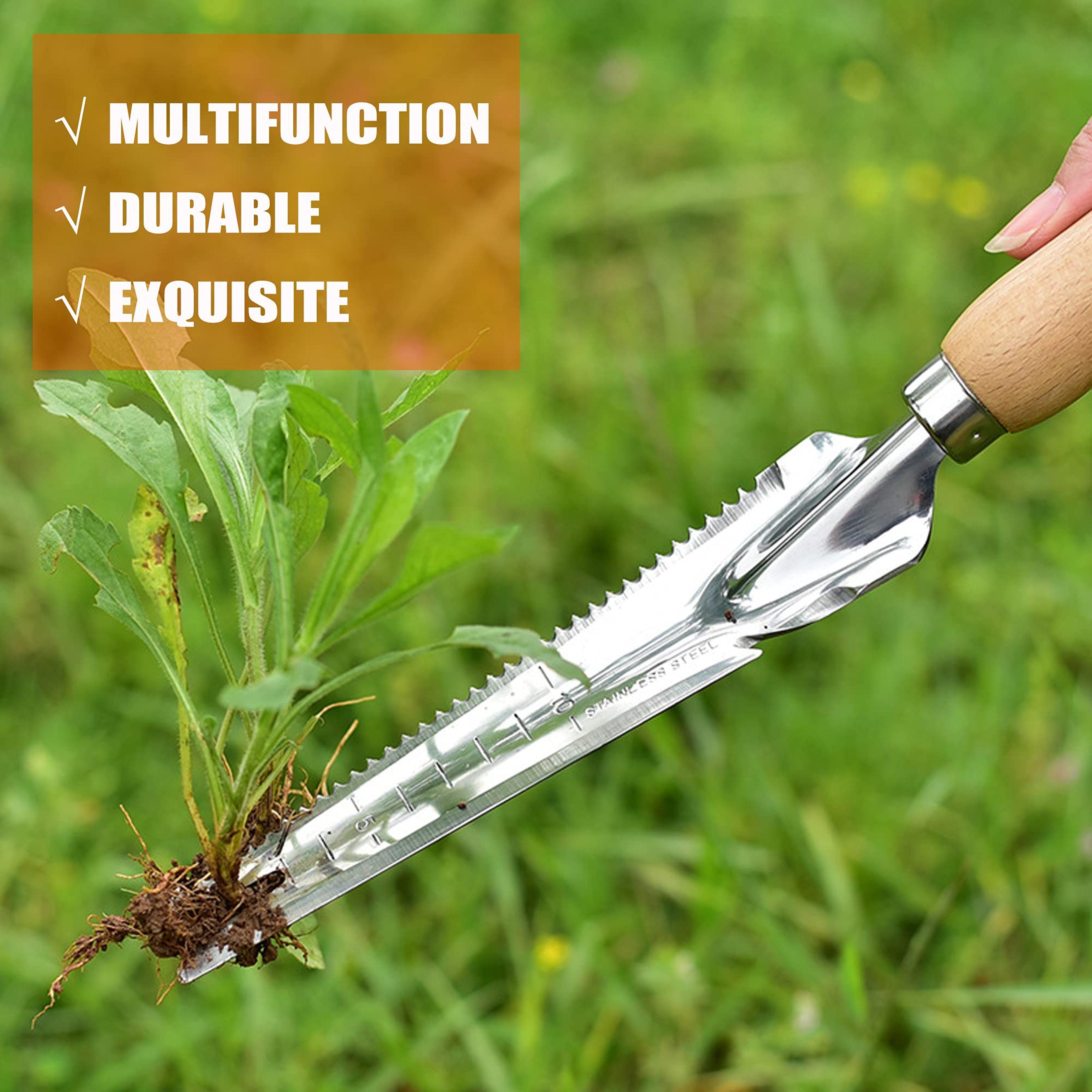 heavy duty weed puller tool stainless steel garden crack weeder for patios, driveways & garden beds