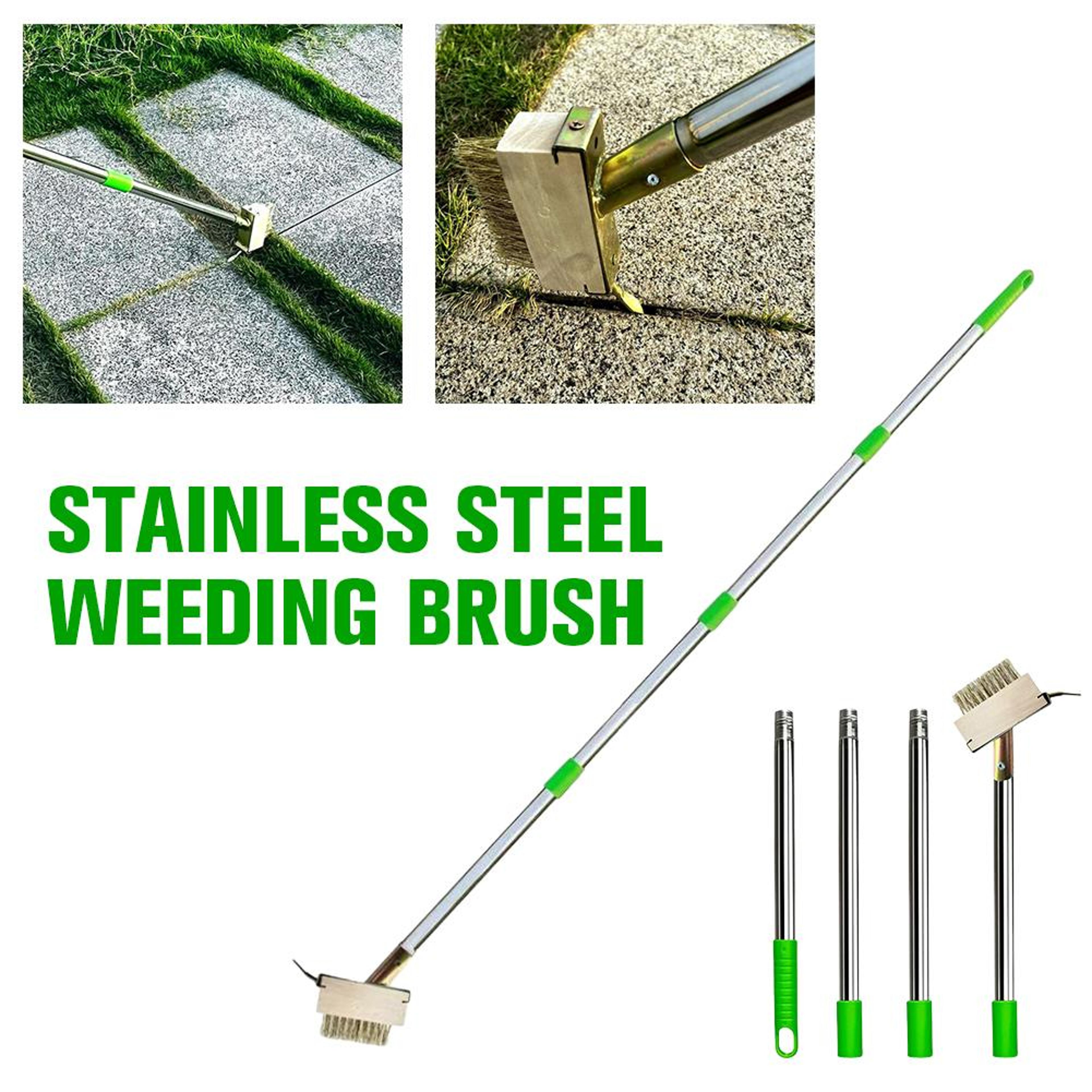 heavy duty crack weeder stainless steel weeding brush for patio, deck & walkway cleaning
