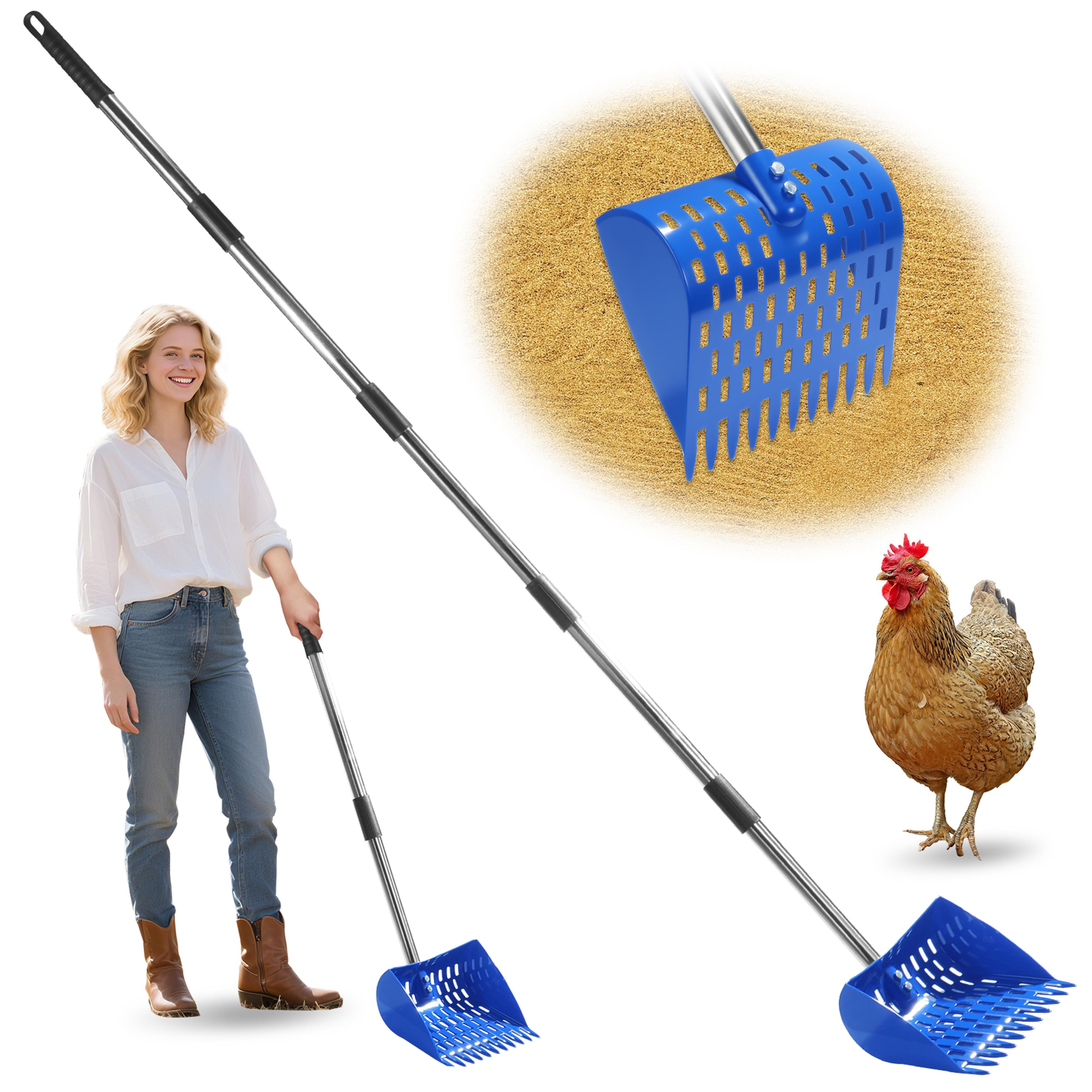chicken coop poop scooper & chicken coop rake with adjustable handle