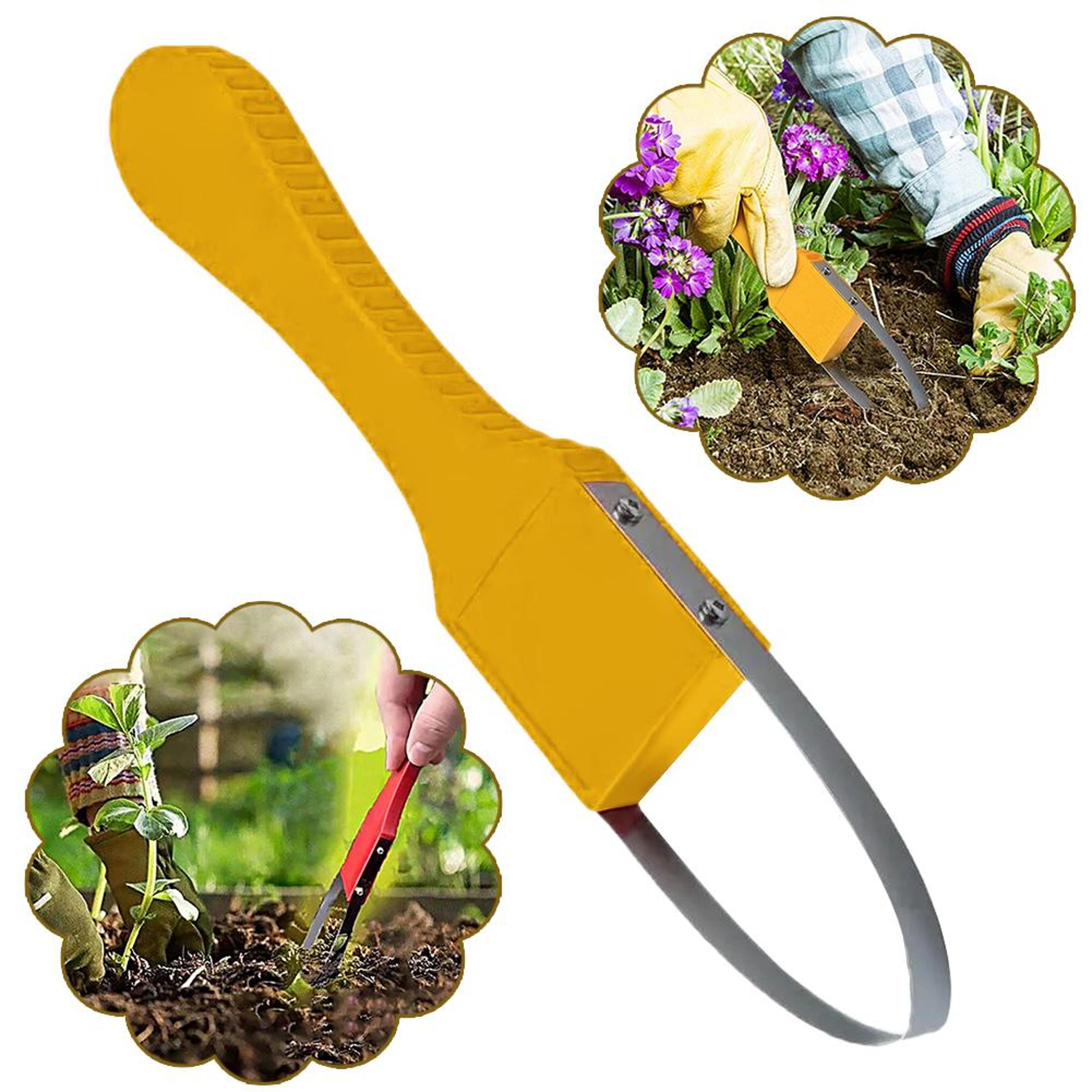 garden bandit hand loop weeder for deep root removal & precision manual weeding tool