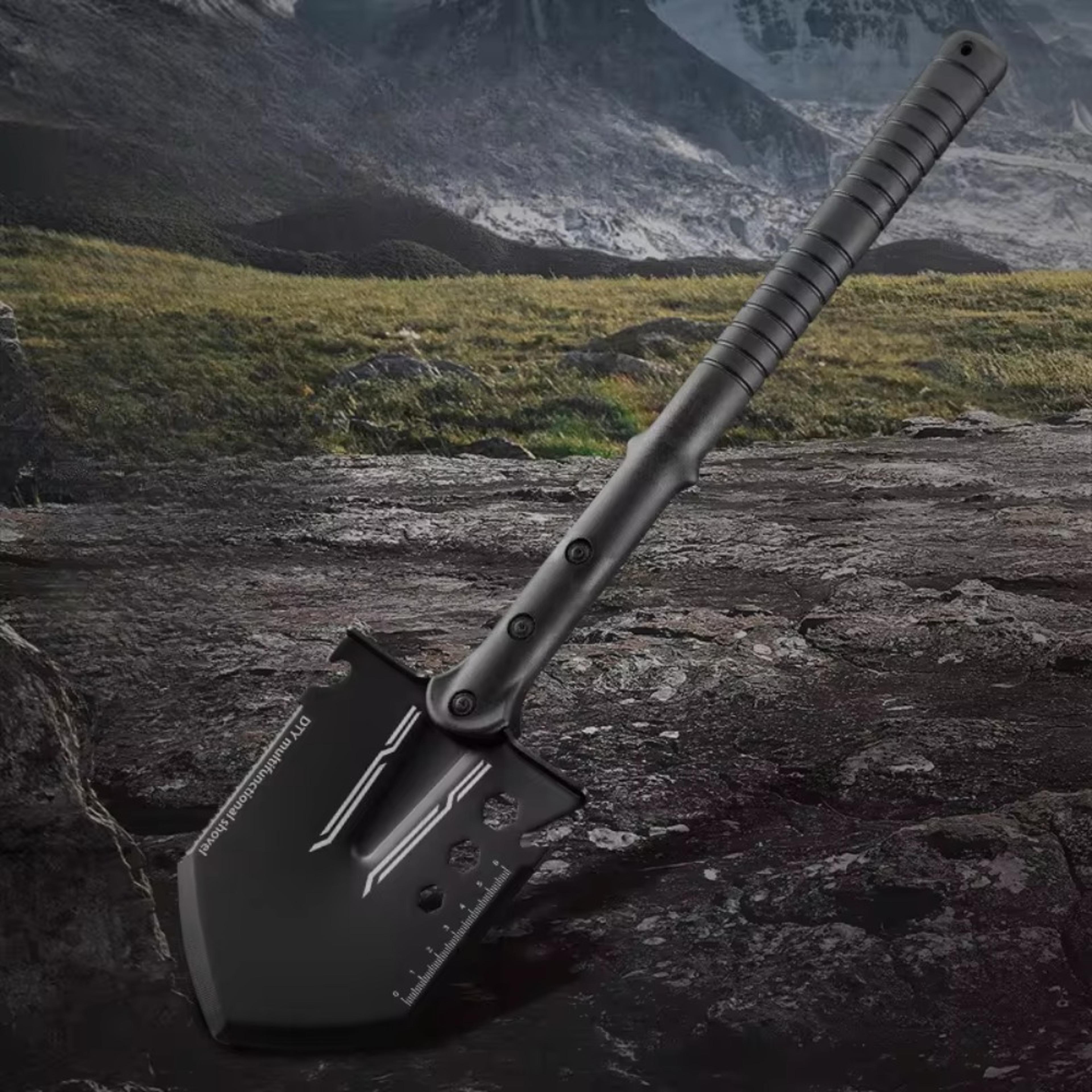 heavy duty camping shovel multifunction survival spade for hiking, off road recovery & outdoor adventures