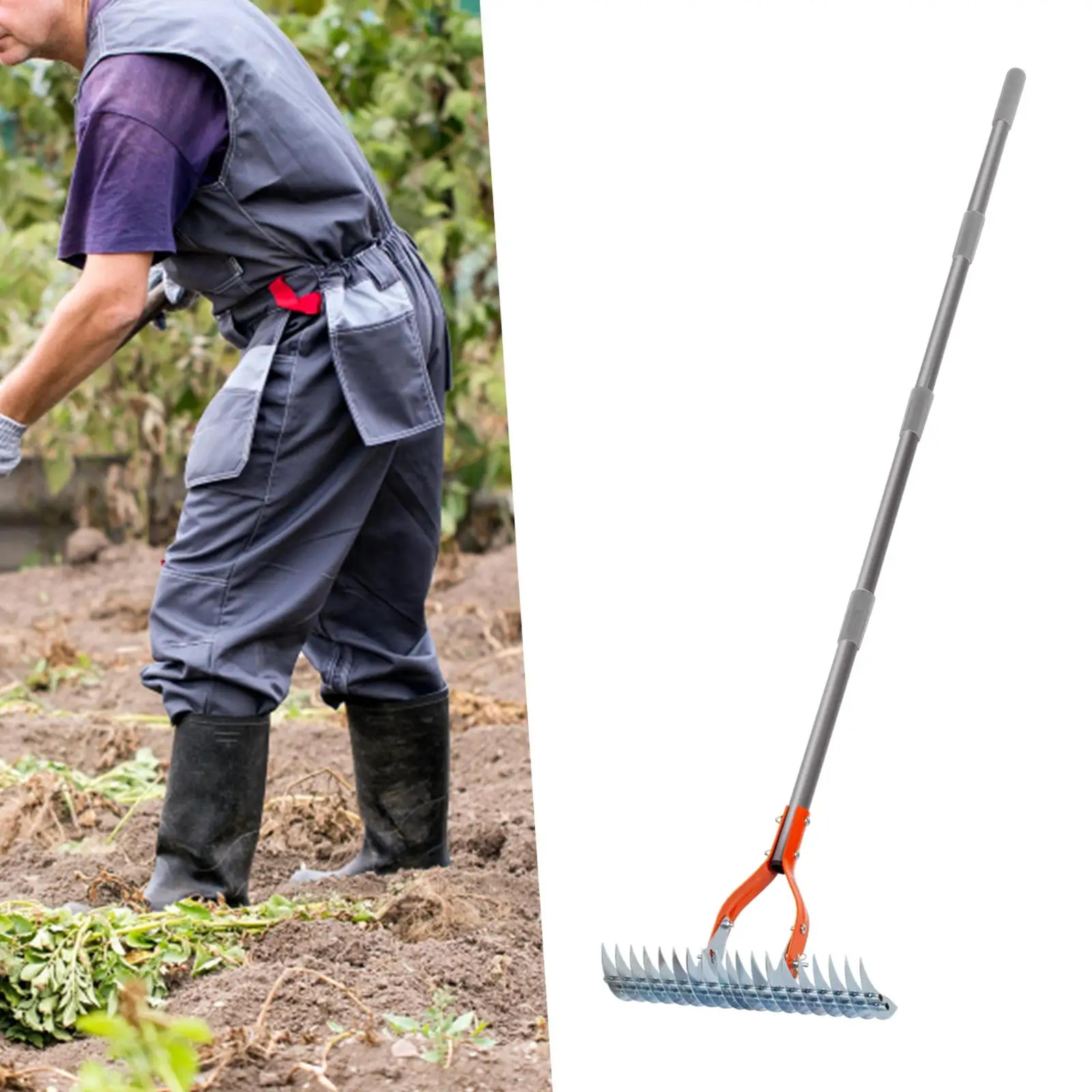heavy duty lawn thatching rake for grass grooming & dethatching rake yard soil cleaner