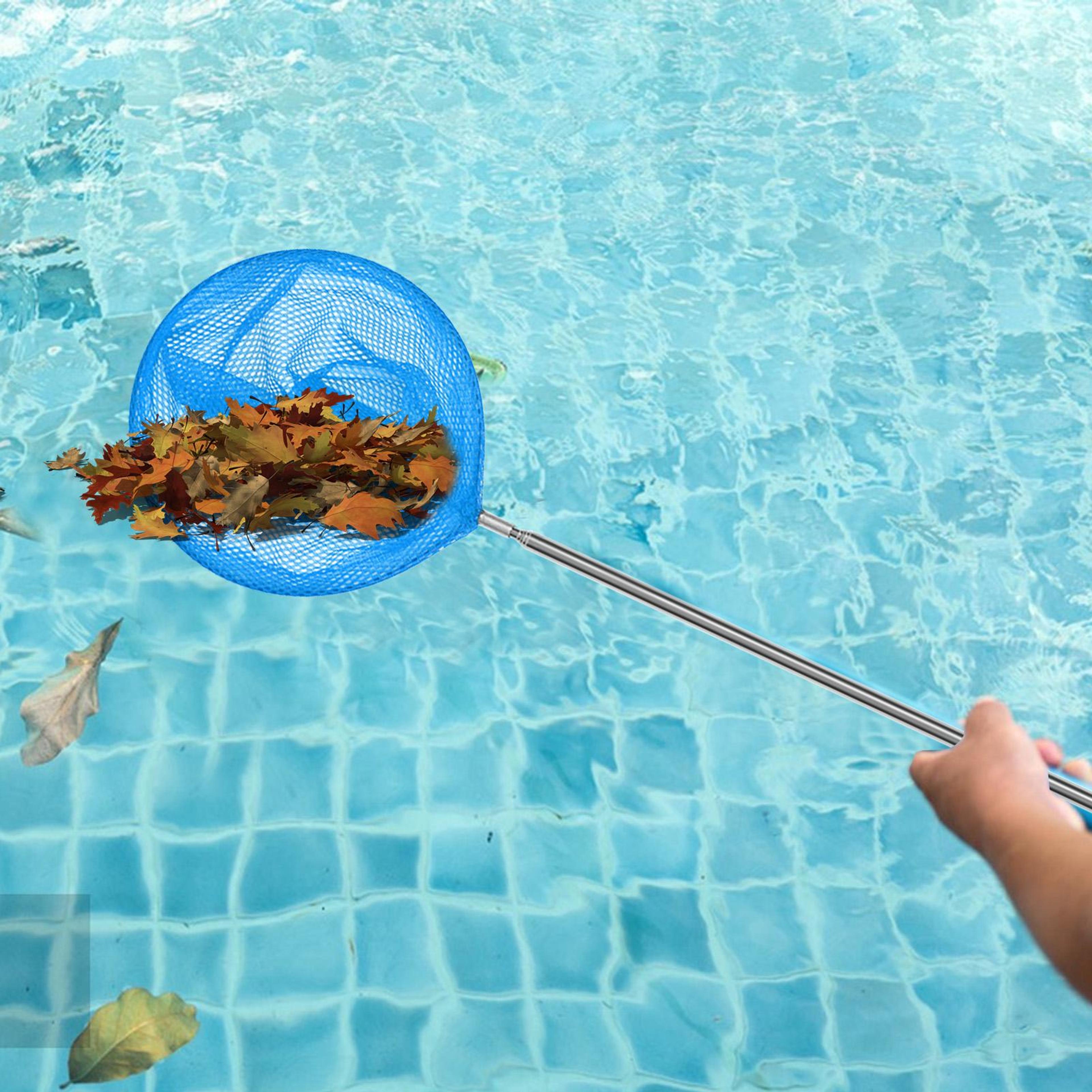 telescopic pool skimmer net with stainless steel pole for pool cleaning & outdoor catching