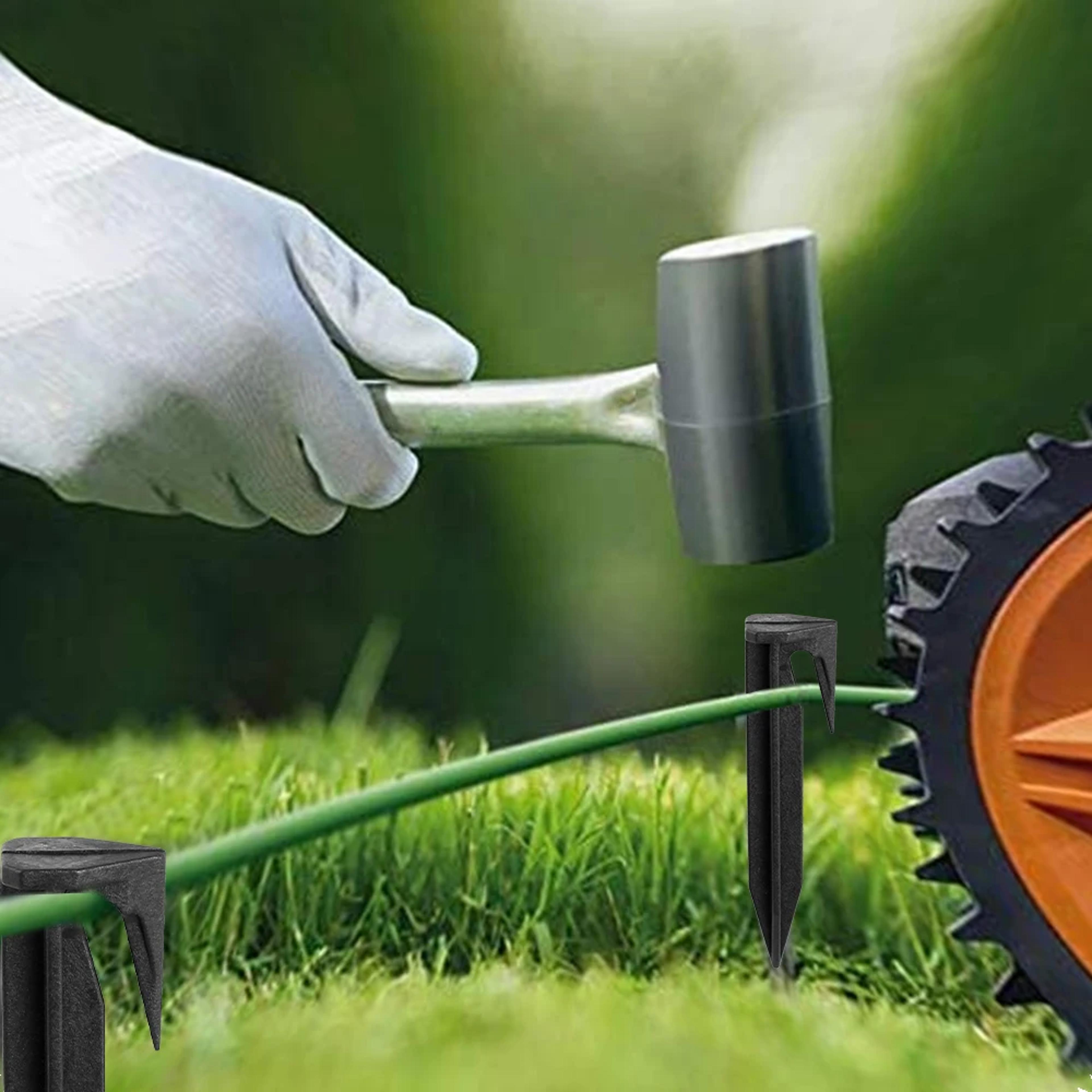 universal boundary wire stakes for robot lawn mowers – durable plastic lawn pegs for automower & pet fence