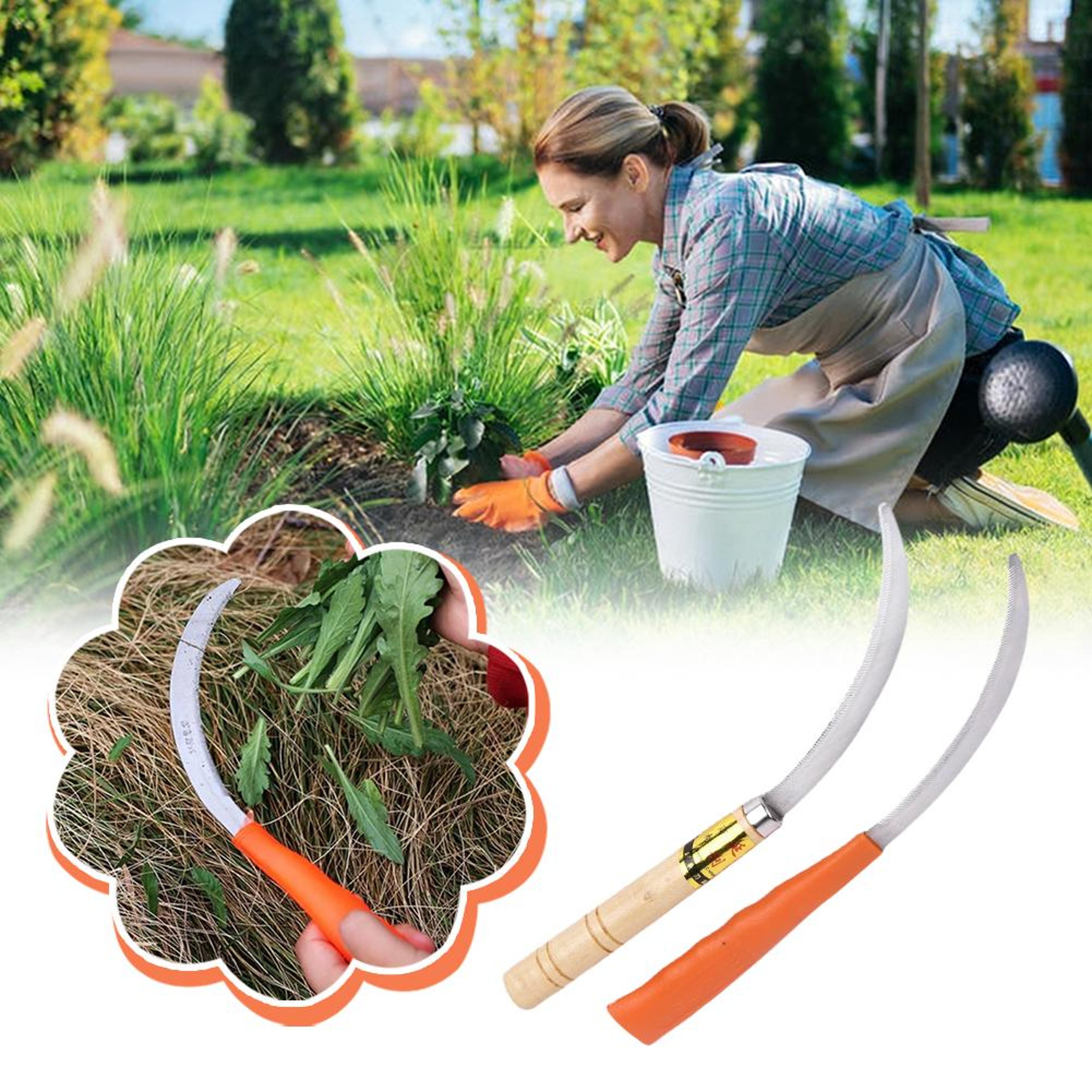 sharpedge garden weeding sickle stainless steel hand weed cutter with non slip grip for gardening & harvesting