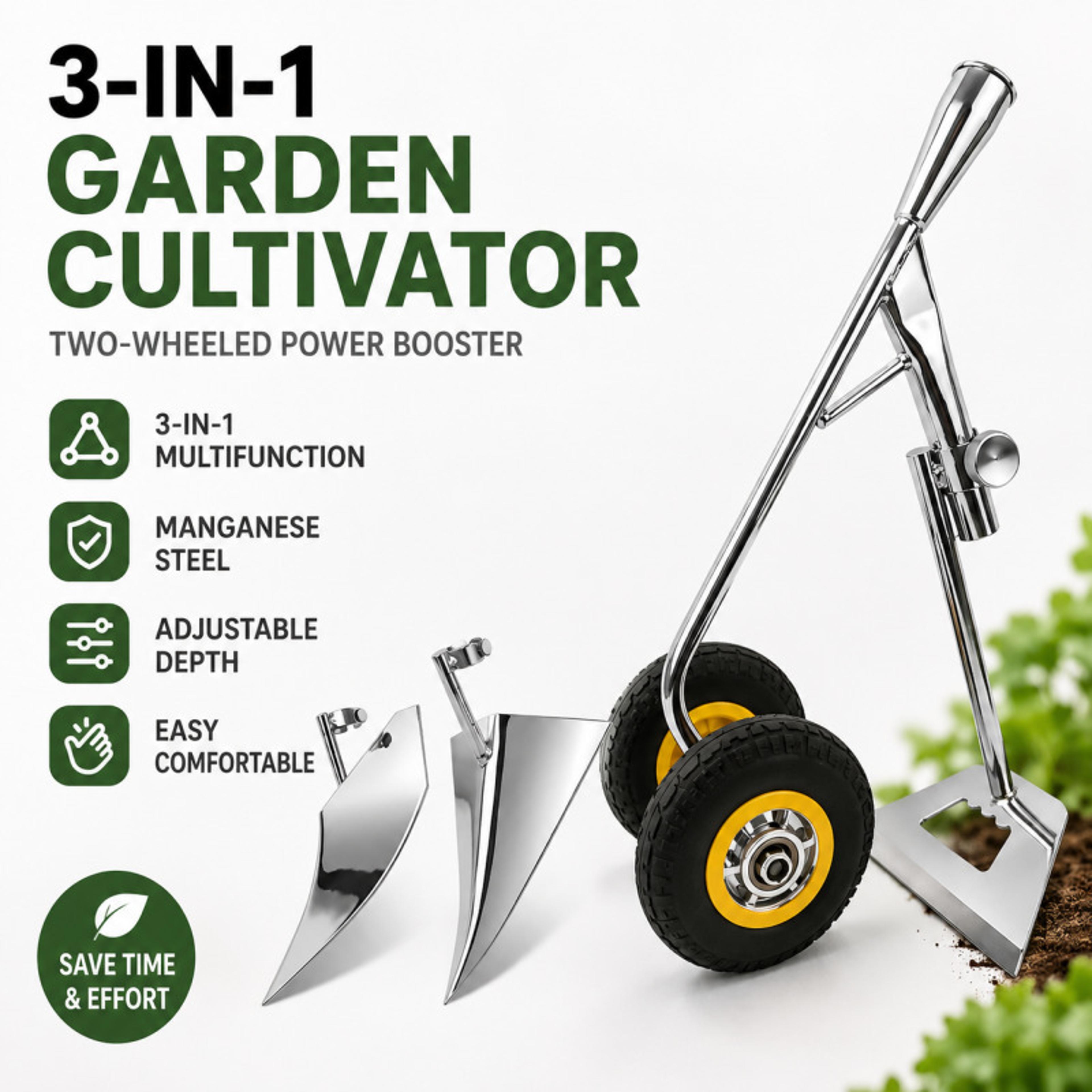 garden hoe soil loosening tool heavy duty hand cultivator for digging, weeding & farming