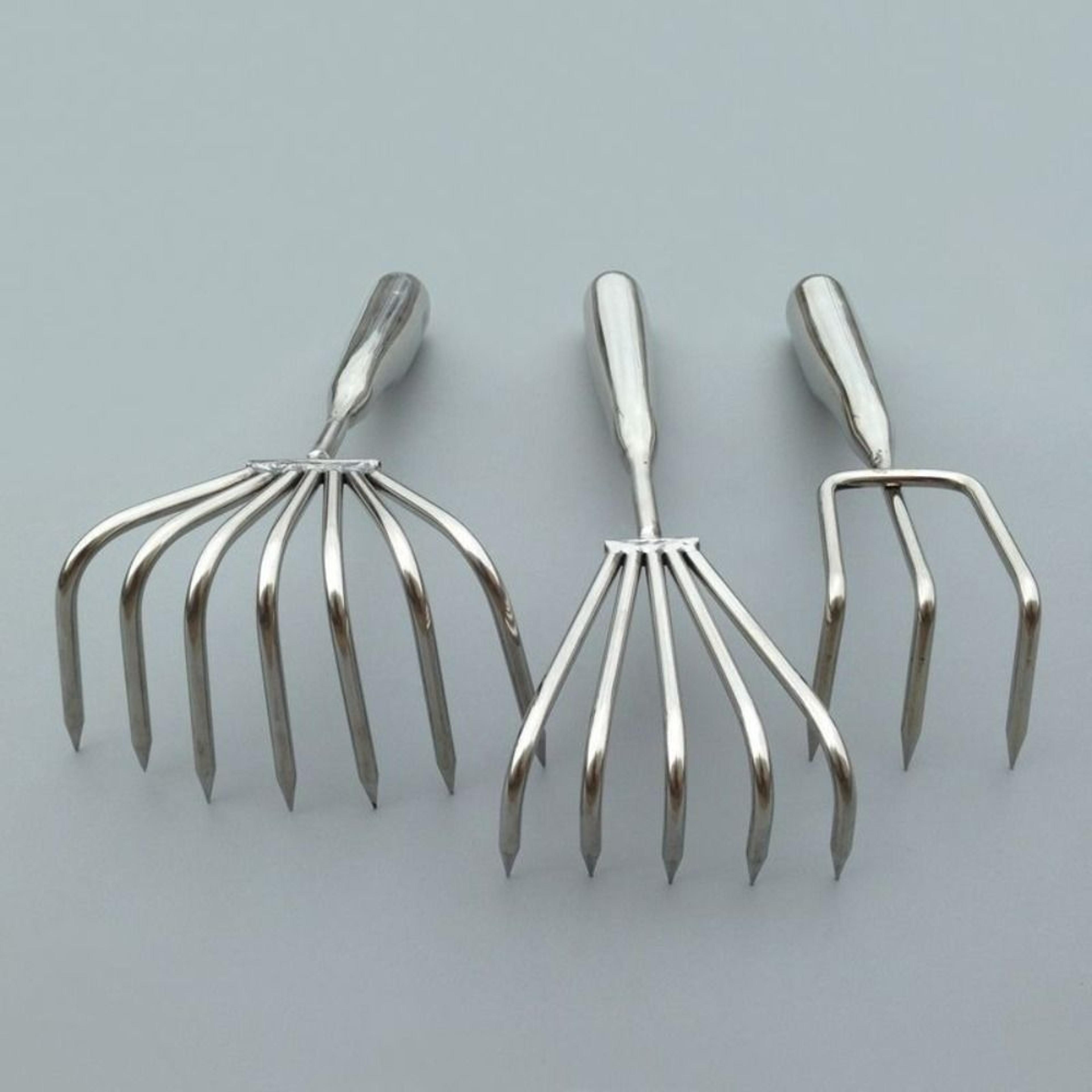 stainless steel garden hand rake for weeding, leaf cleanup & soil cultivating