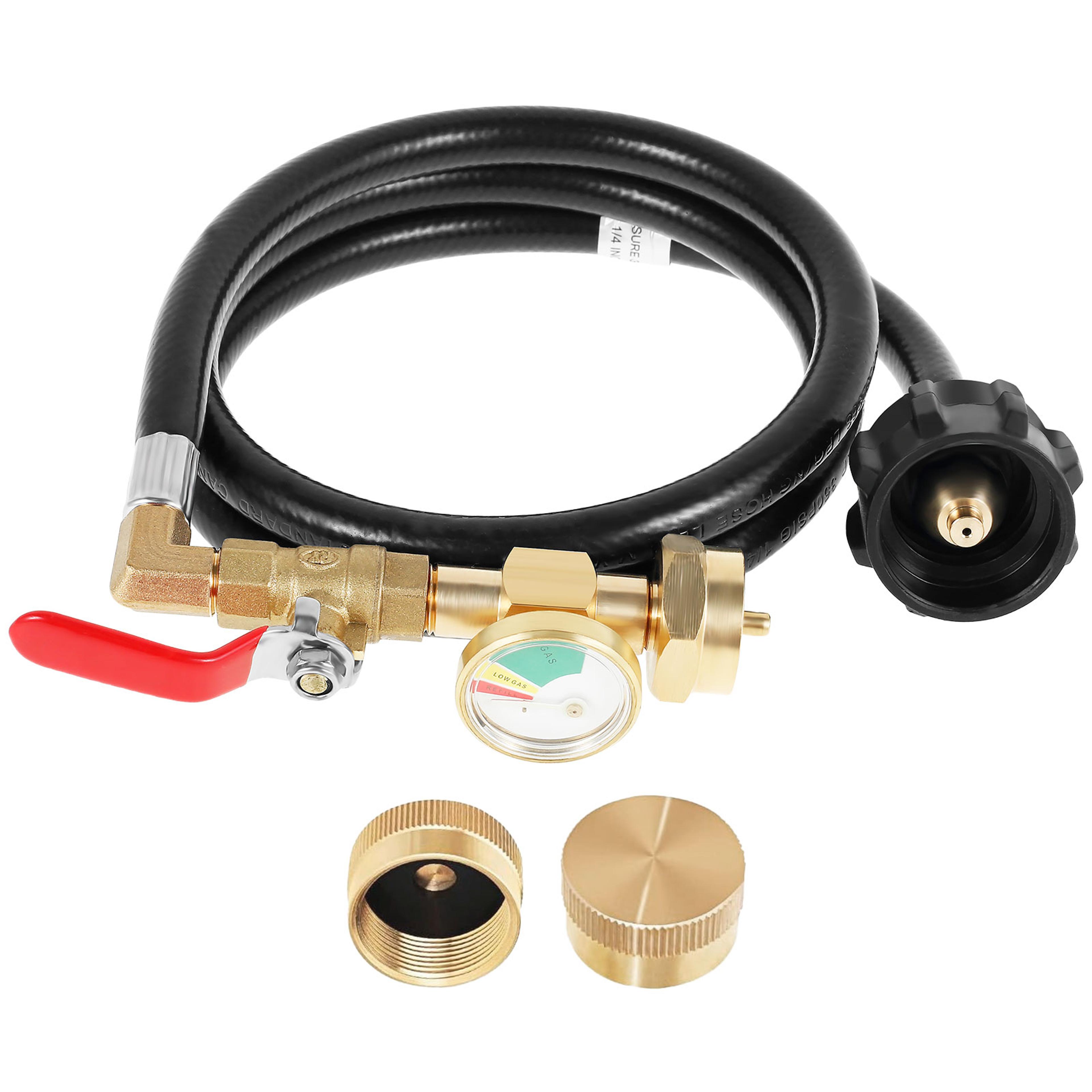 inch propane refill adapter hose with pressure gauge & brass propane tank adapter valve