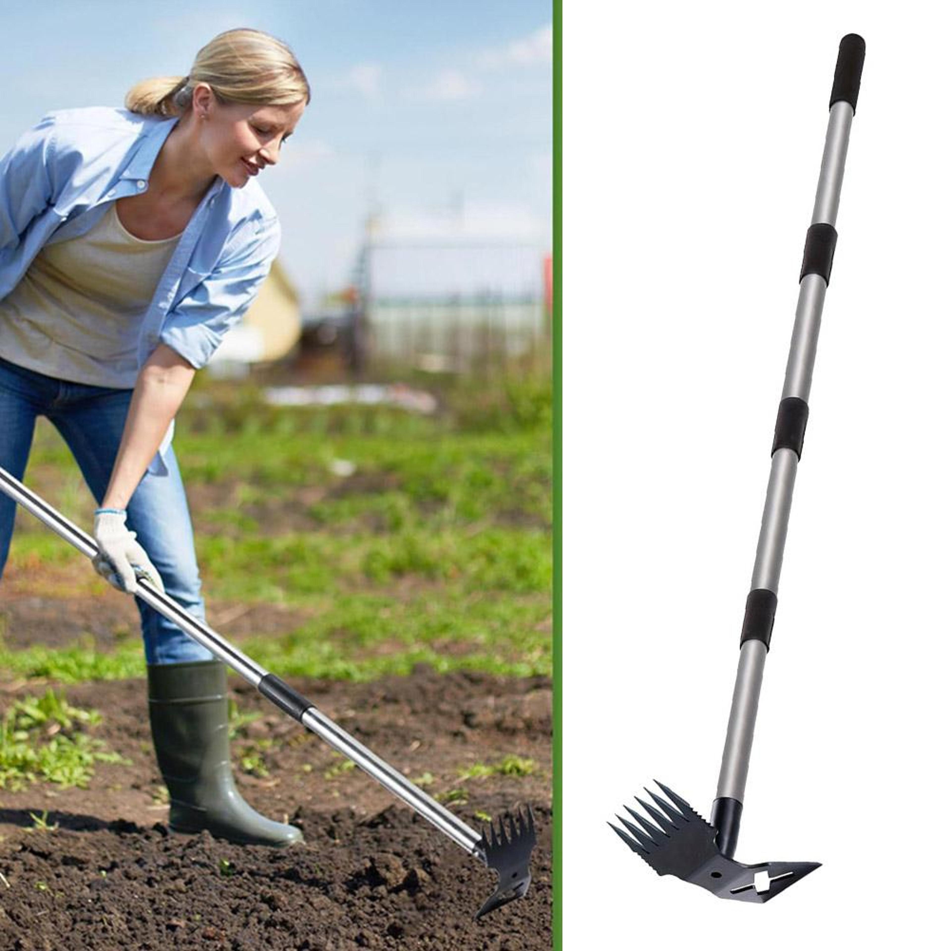 heavy duty garden hoe & garden cultivator with adjustable handle dual head stirrup weeding tool