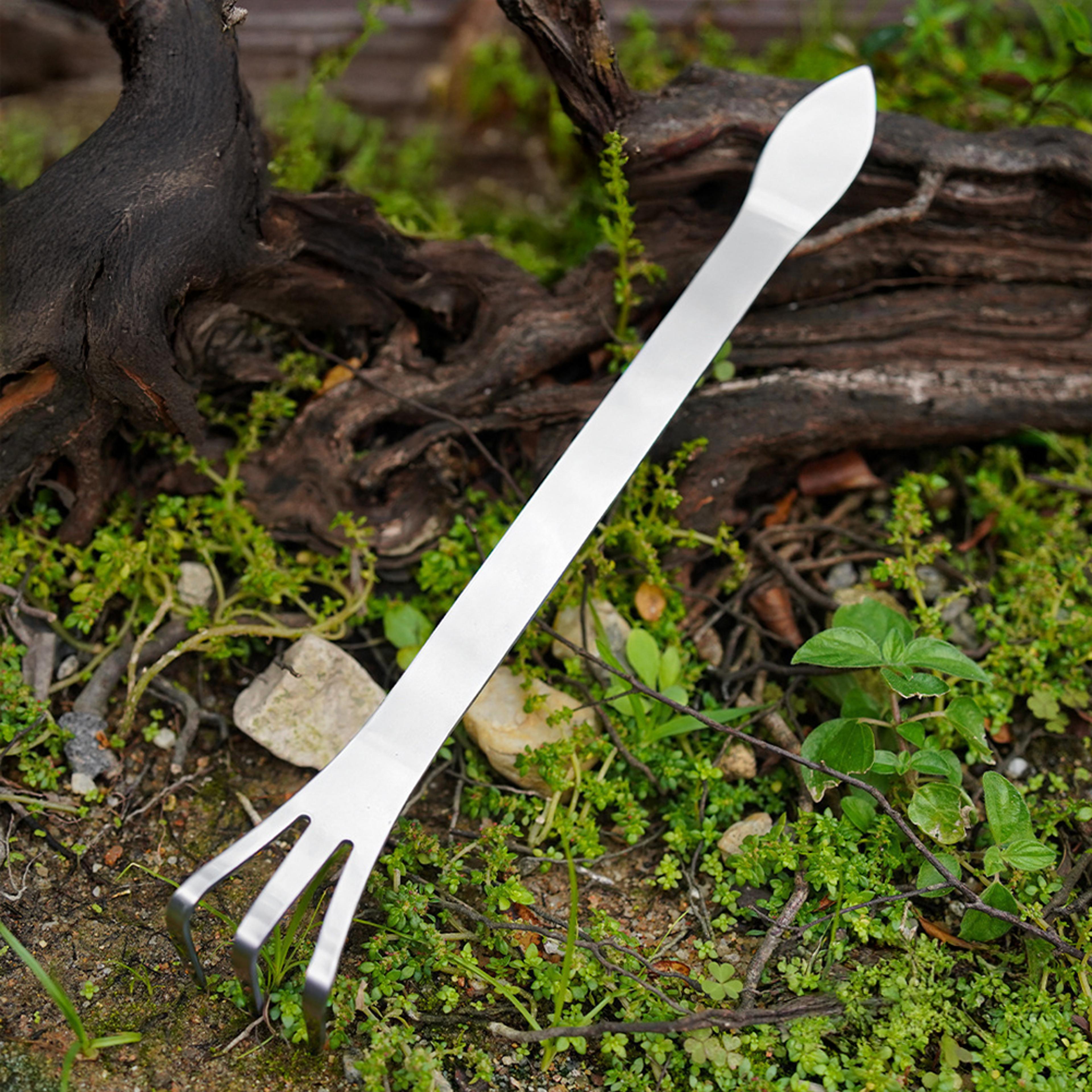 stainless steel bonsai rake prong soil loosening tool for potted plants & indoor gardening