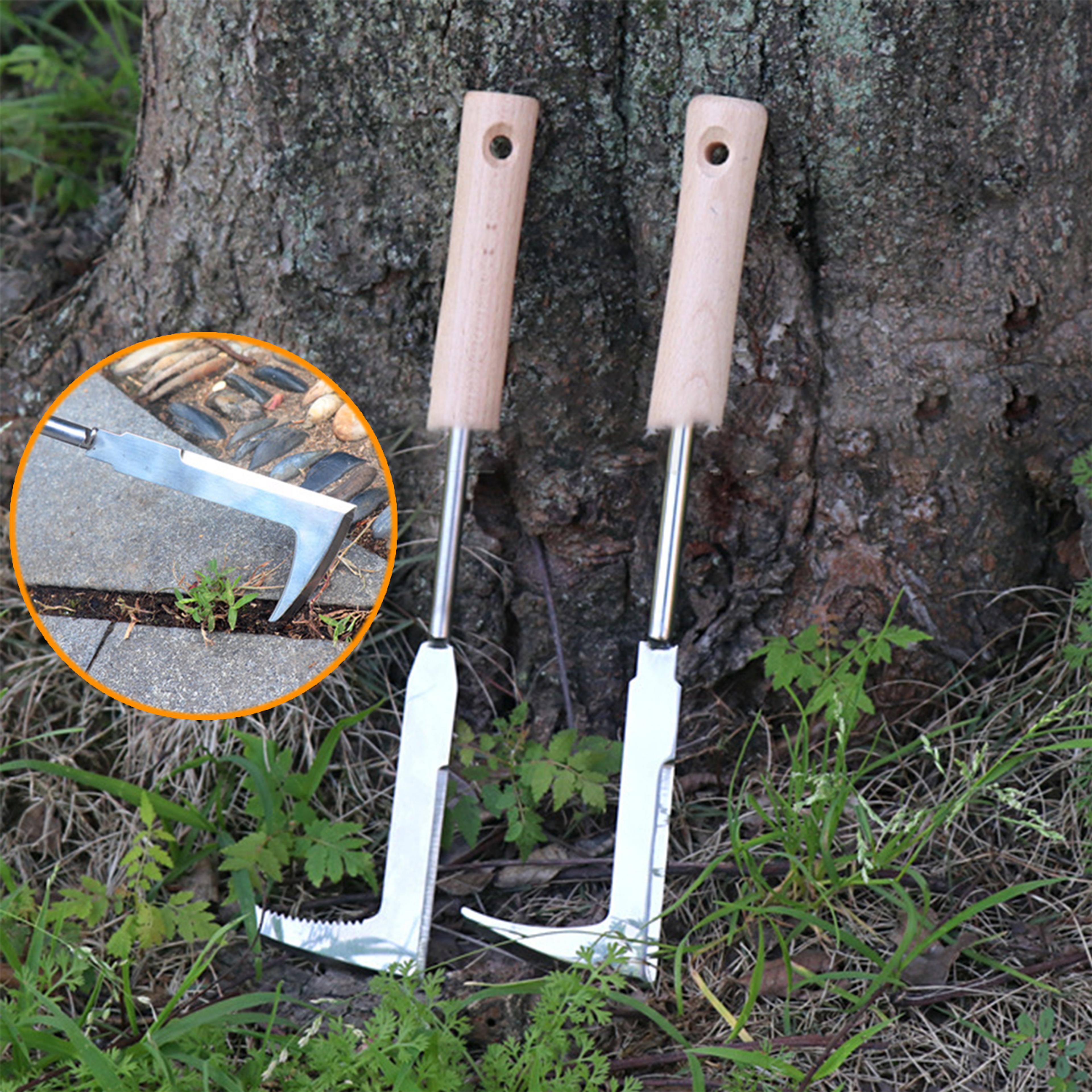 shaped crack weeder tool manual weed remover for garden beds, driveways & brick crevices