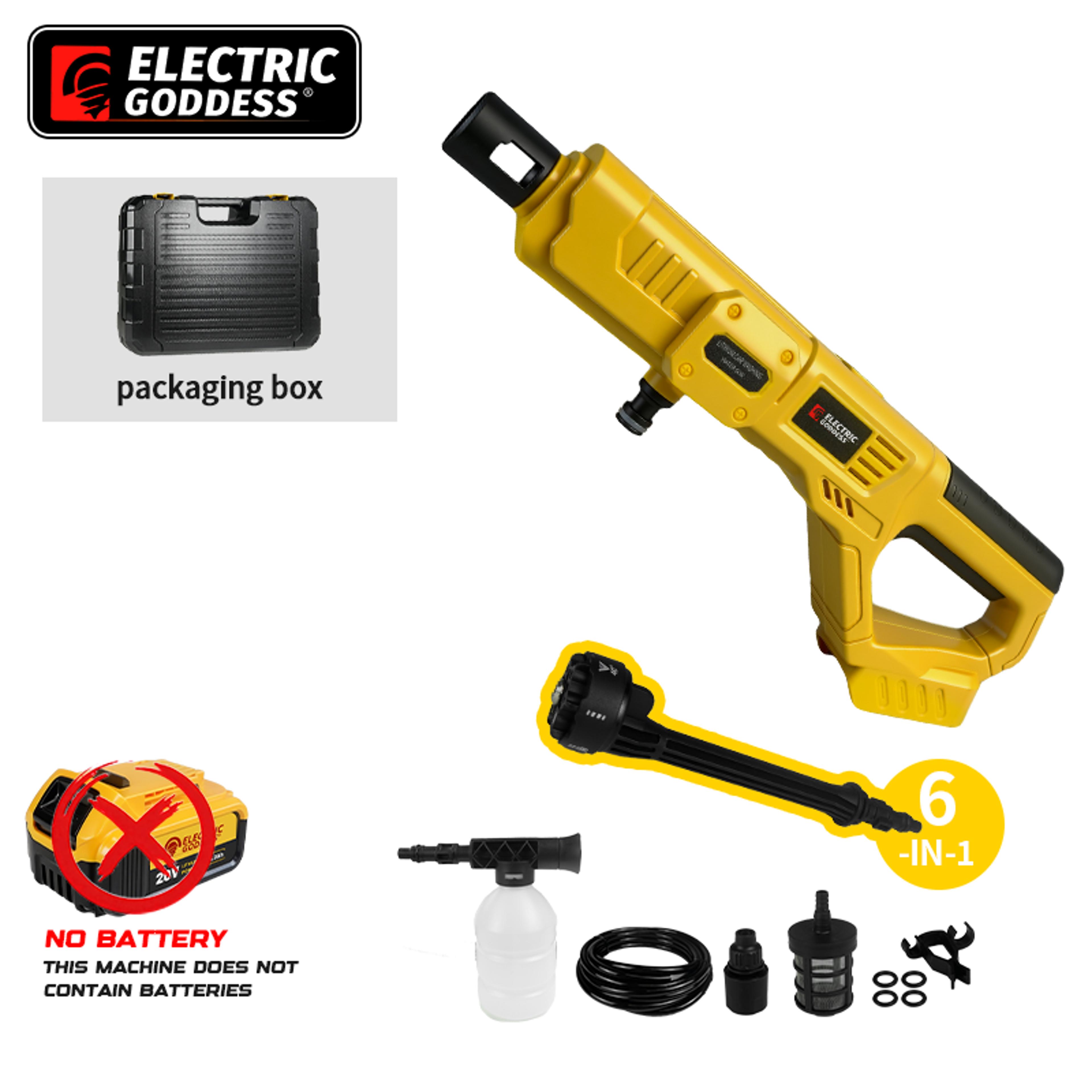 cordless pressure washer with nozzle & foam cannon for dewalt battery