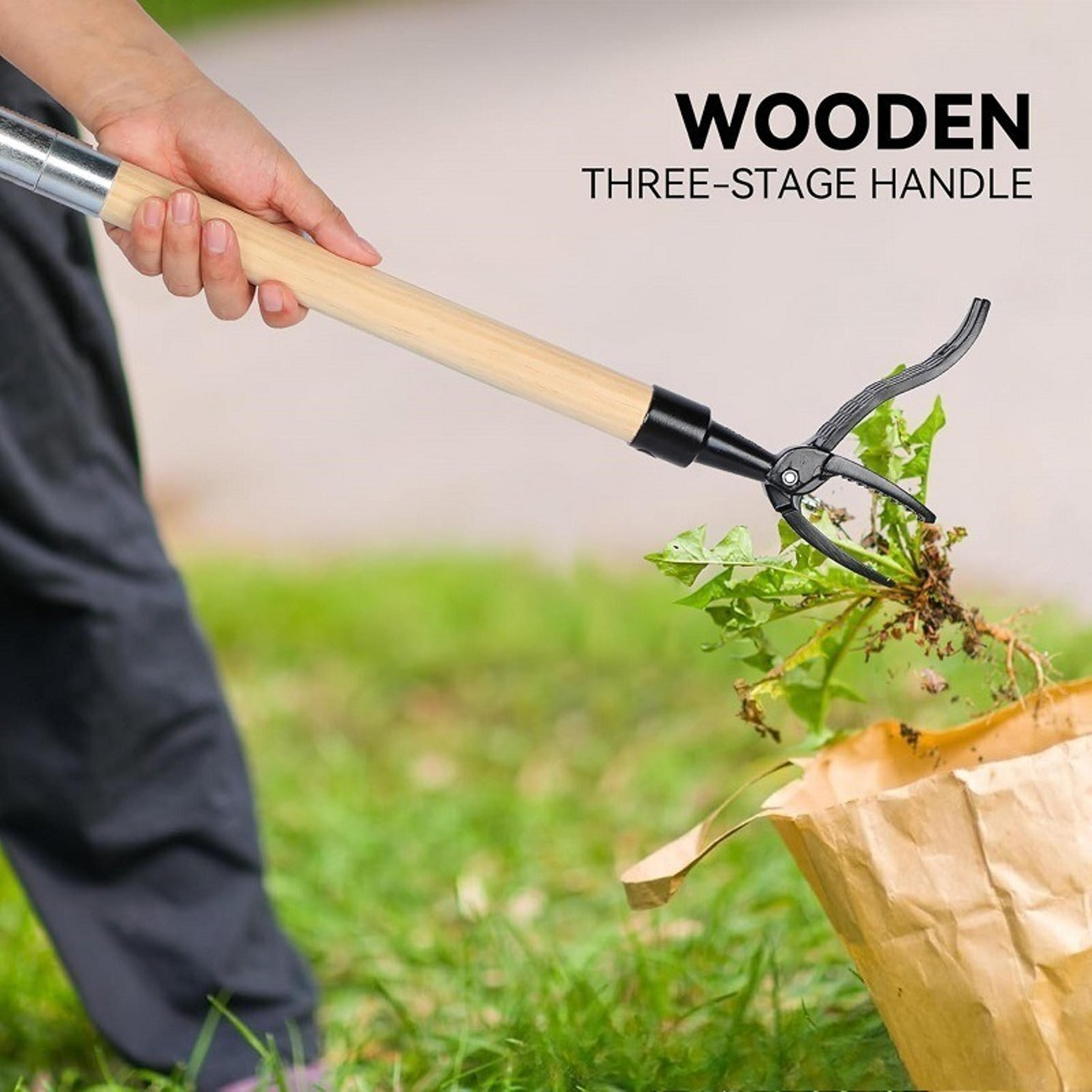 stand up weed puller tool with inch adjustable handle heavy duty garden weeding tool & root weed extractor