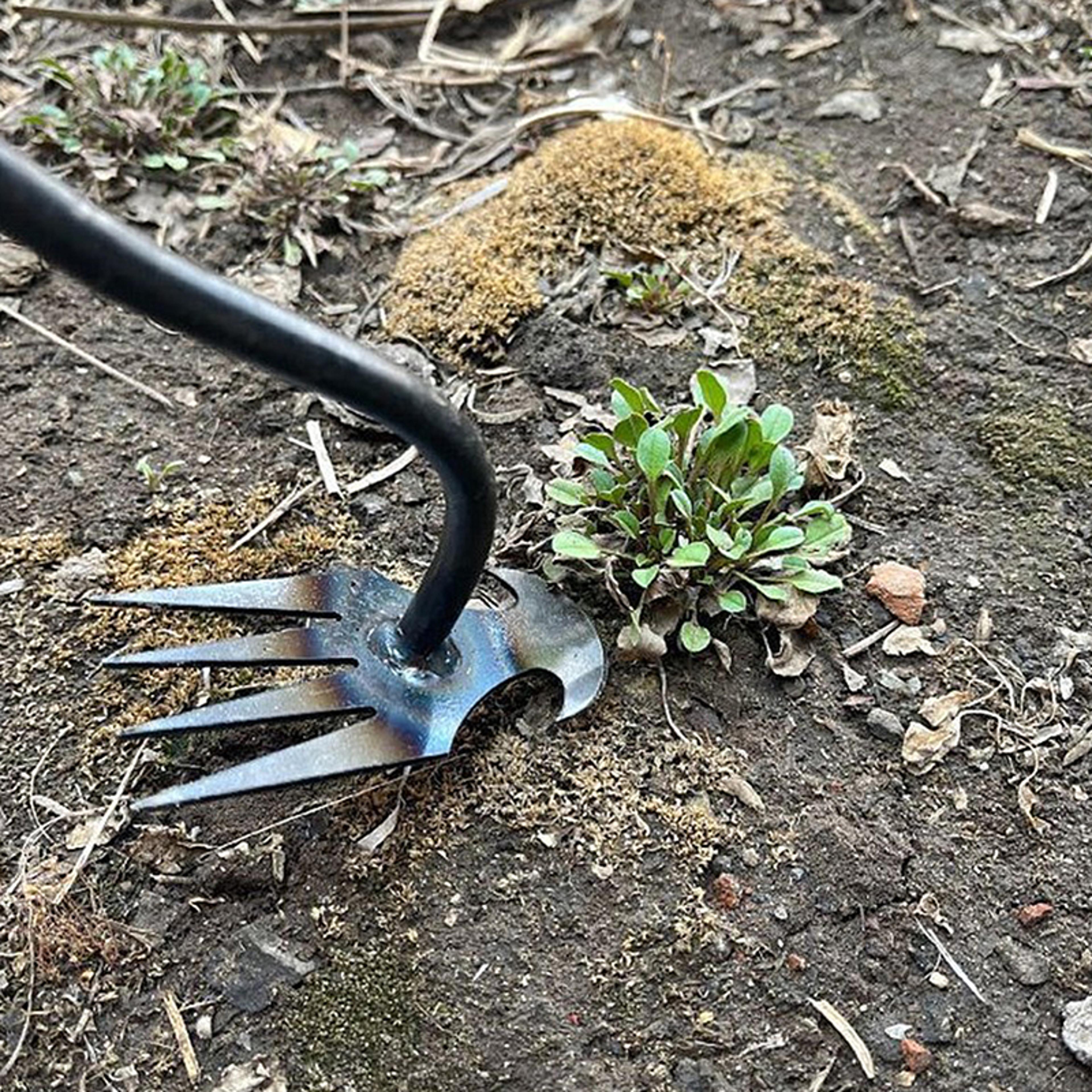 heavy duty garden weeder tool for root removal manganese steel hand weeder & soil loosening tool