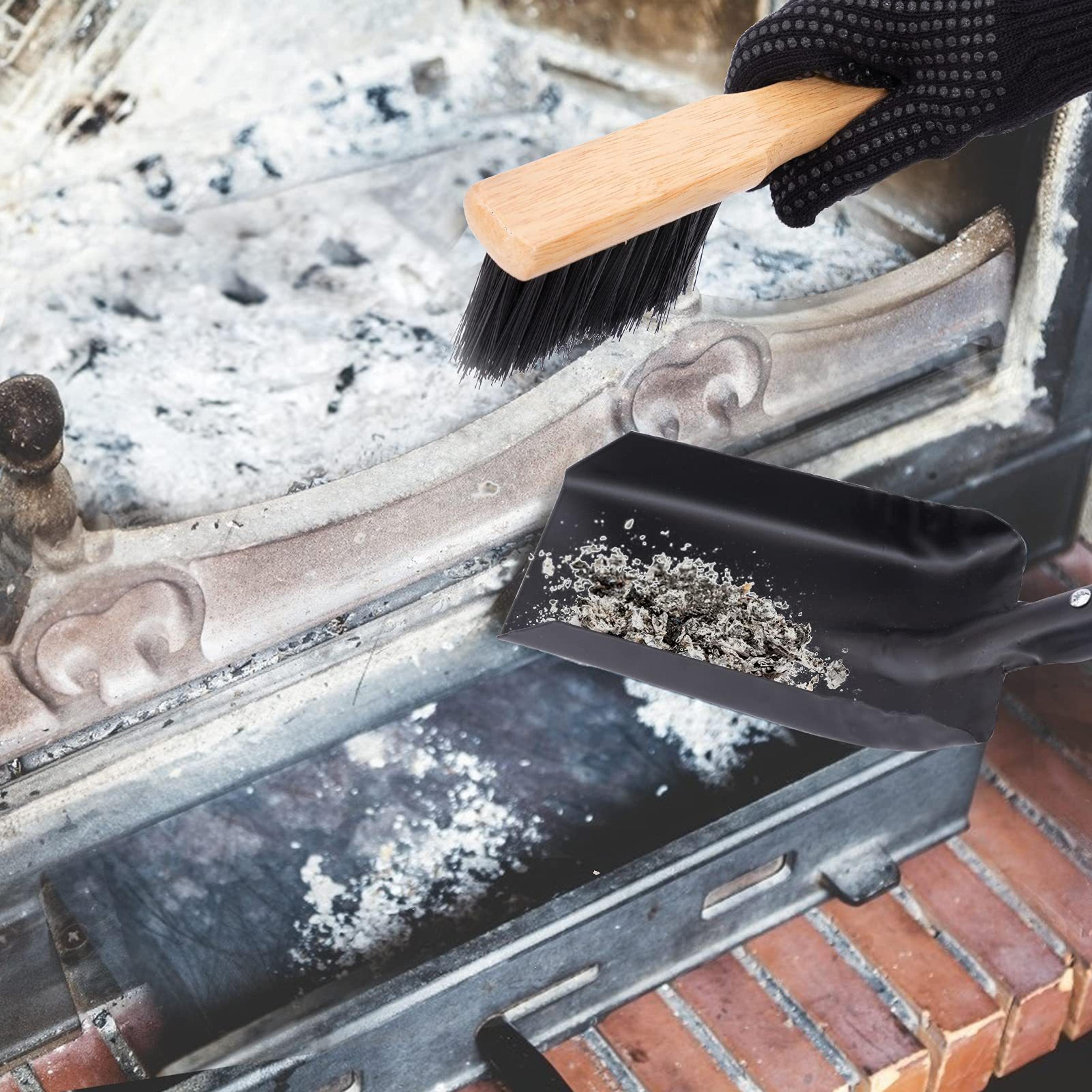 heavy duty fireplace ash shovel metal ash scoop for wood stove, chimney & bbq cleaning