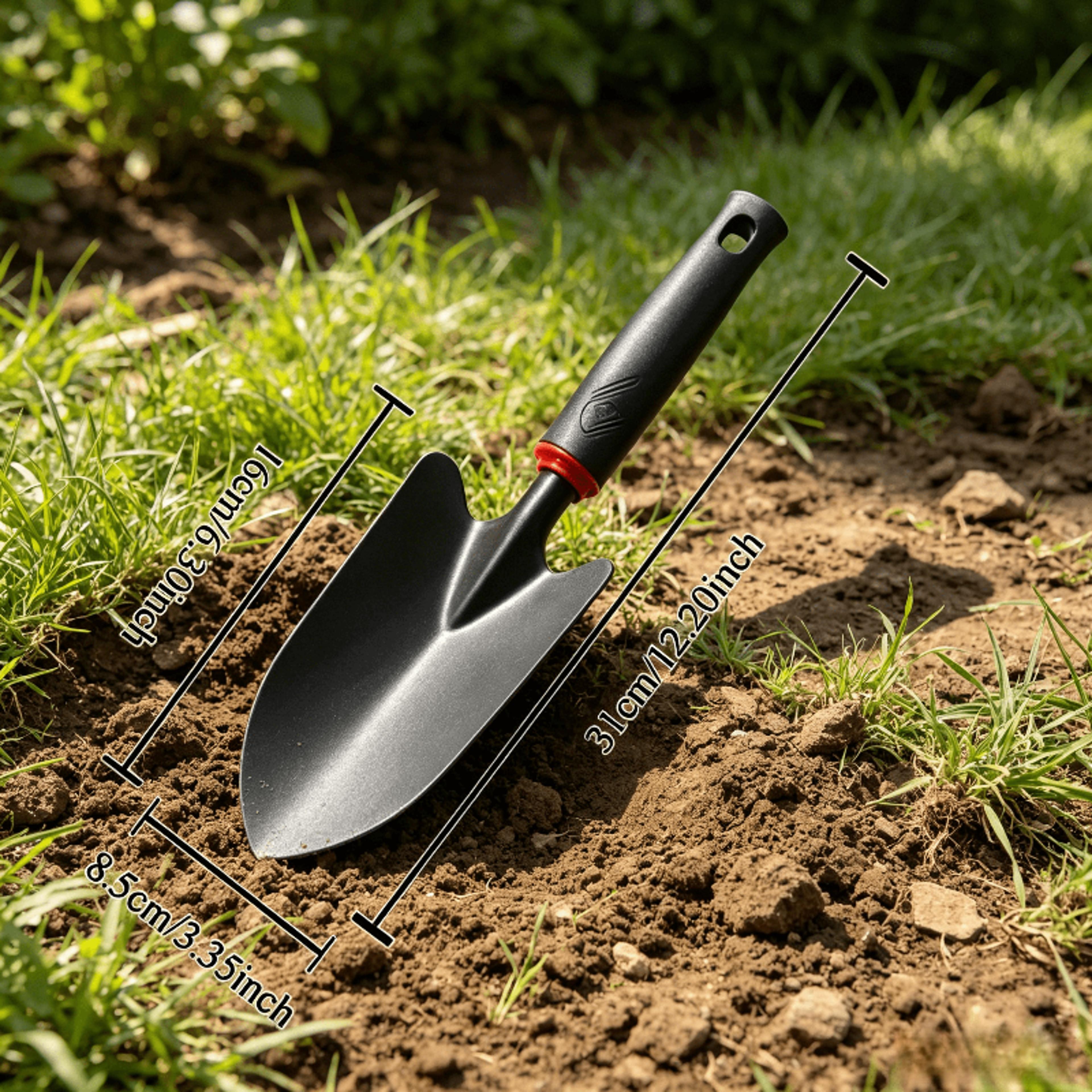 heavy duty garden trowel with ergonomic non slip handle for planting, digging & transplanting