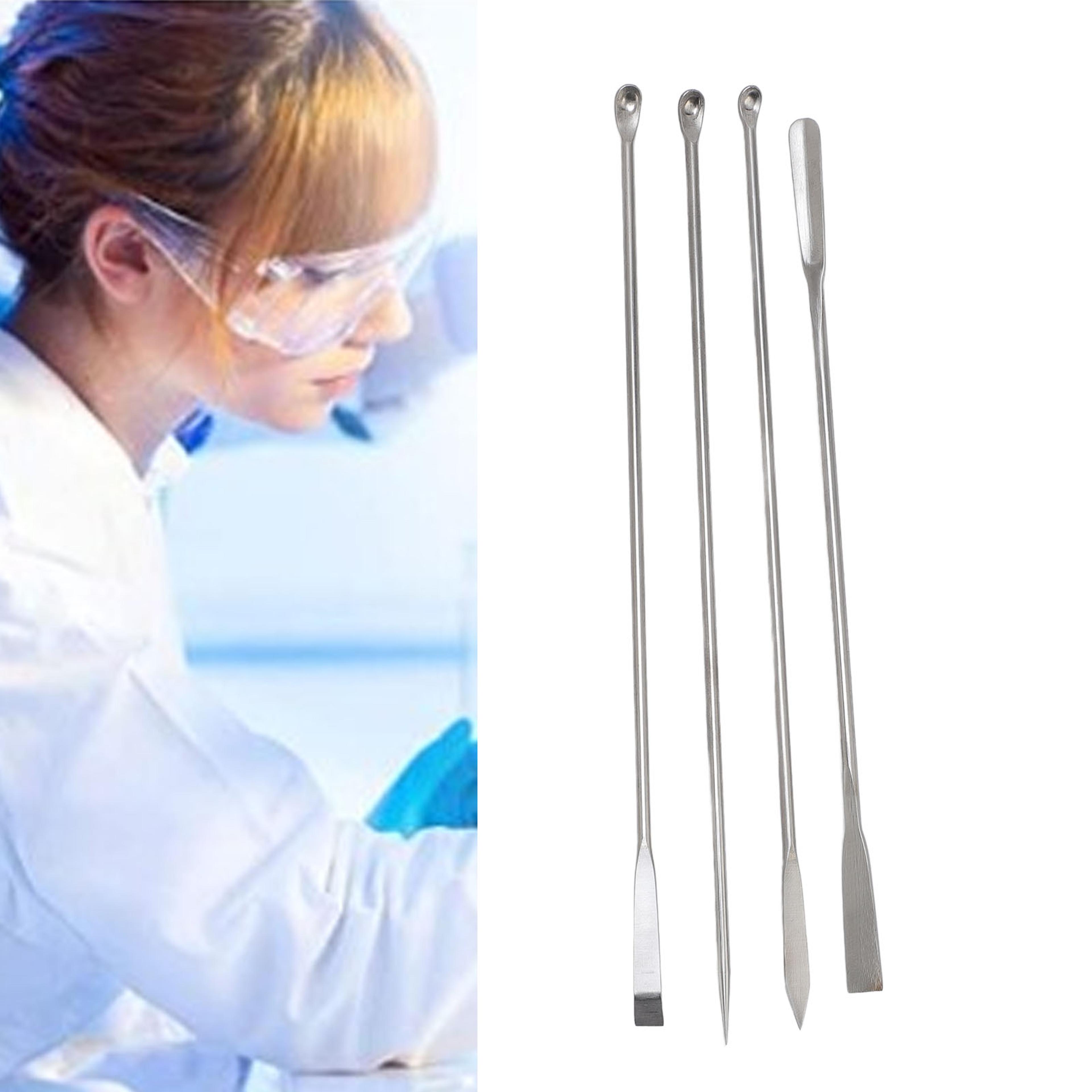 stainless steel laboratory spatula set with lab mixing spoons & storage bag
