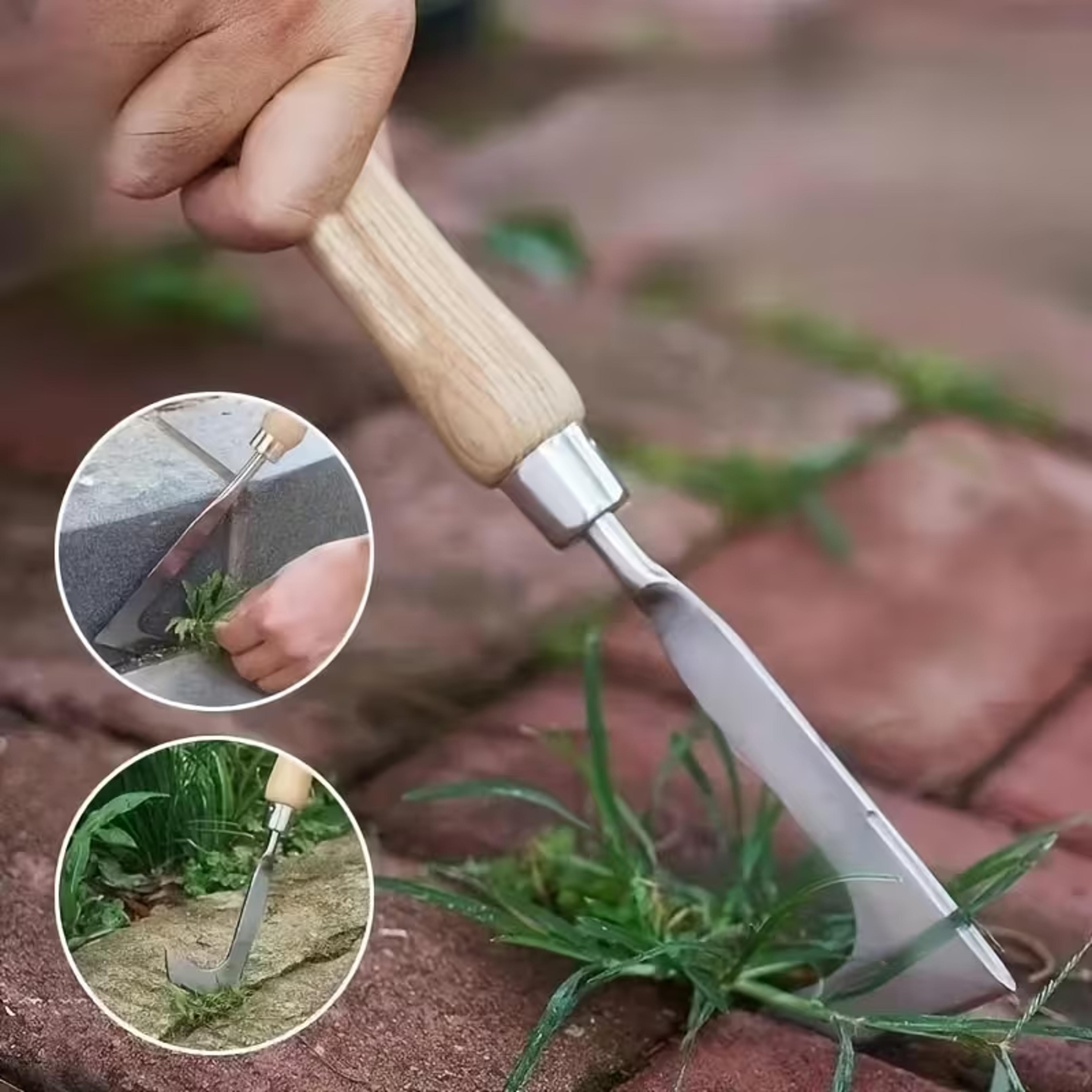 stainless steel manual weed puller with gear assist hand weeding tool for garden and lawn care
