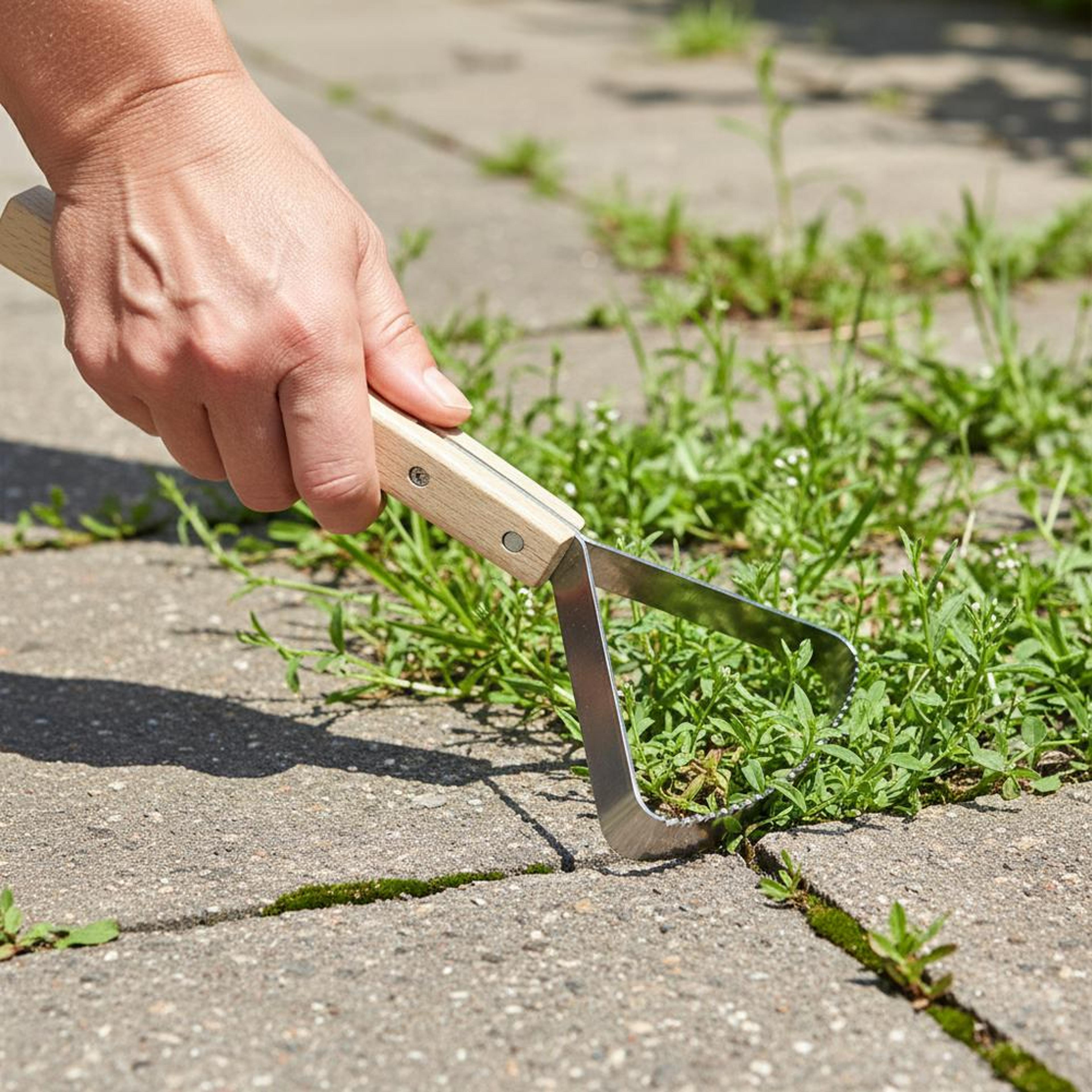 manual garden weeder triangle grass scraper with wooden handle for fast weed removal