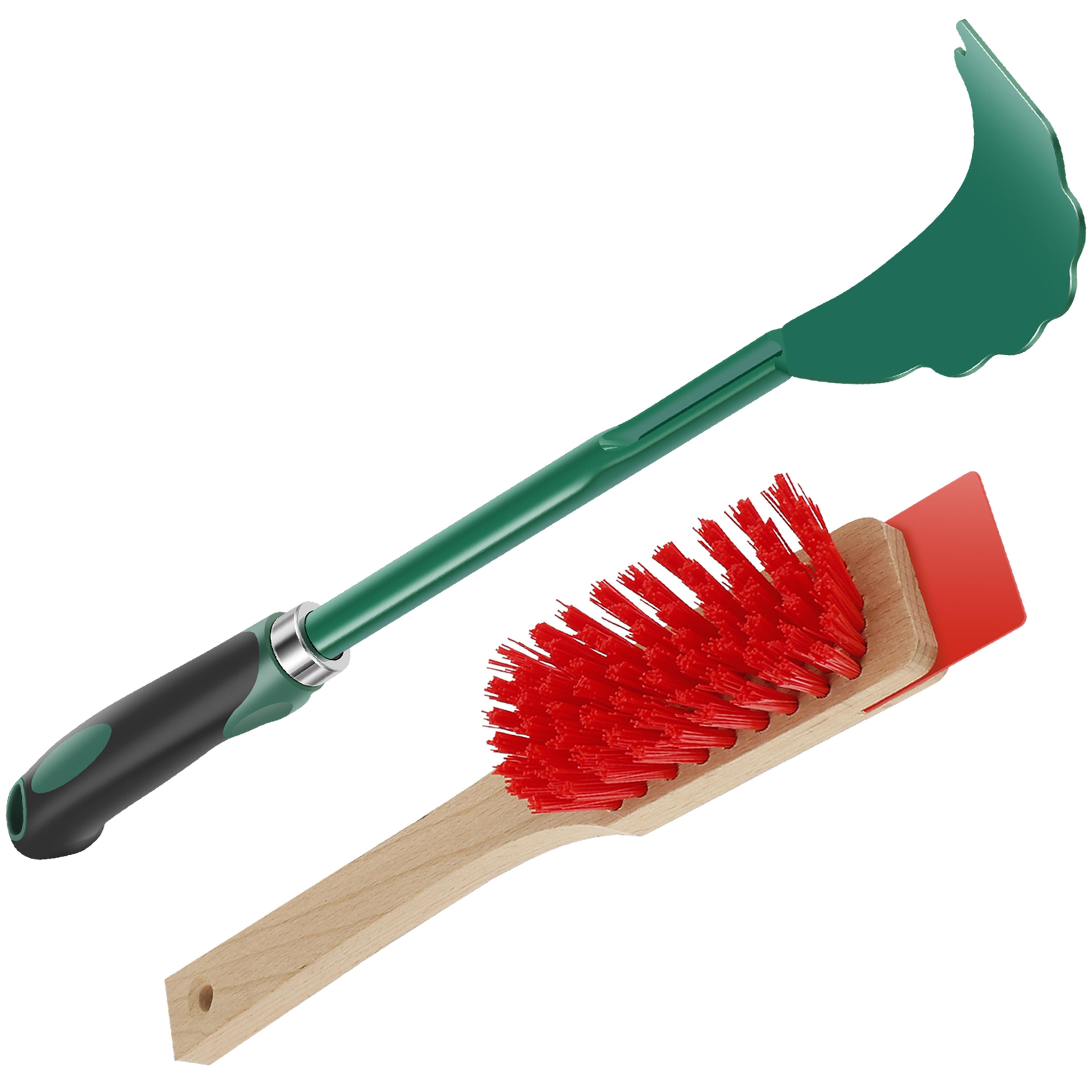 lawn mower deck cleaner & mower deck scraper with stiff bristle brush