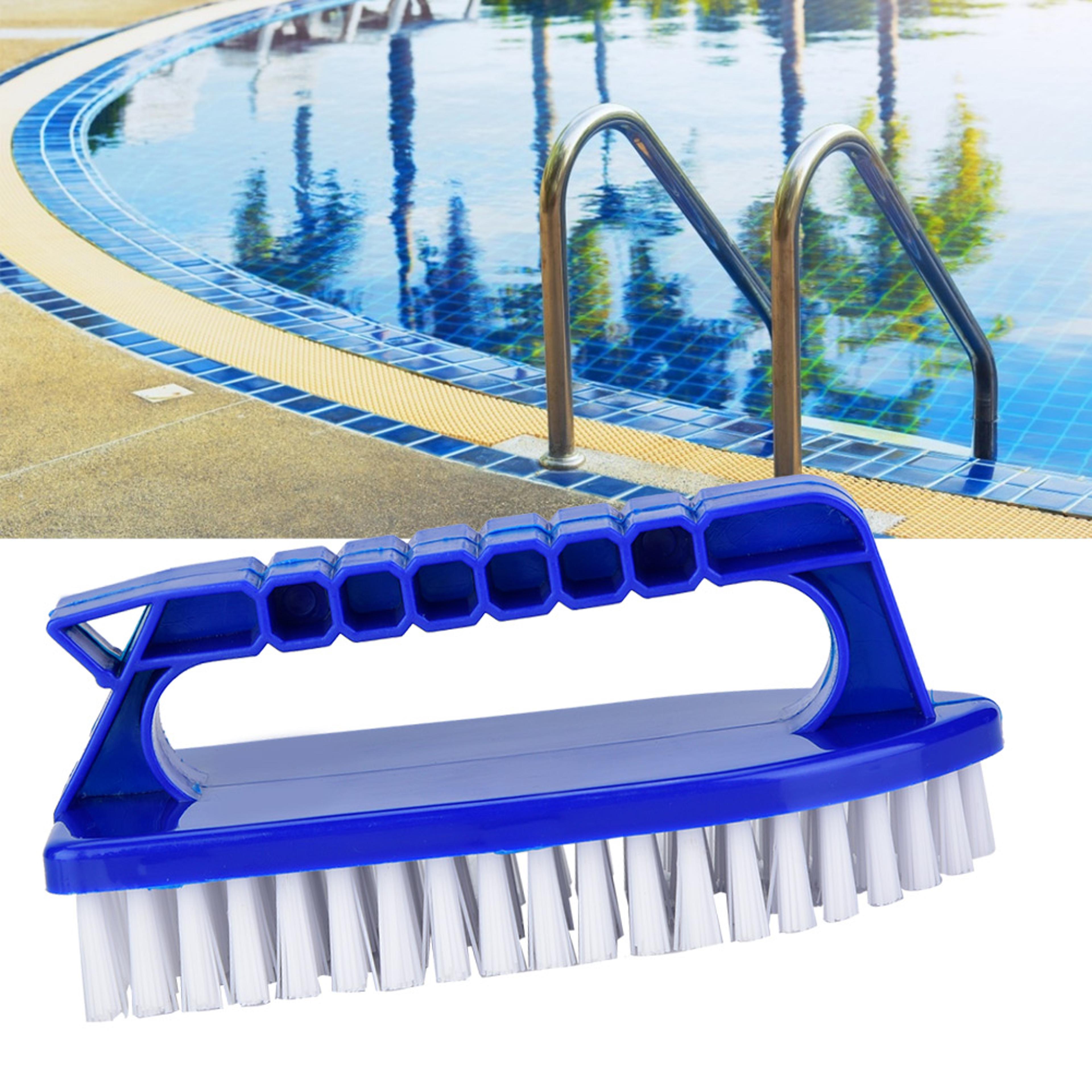 handheld pool cleaning brush with fine bristles for pool steps, corners, windows & sliding door tracks