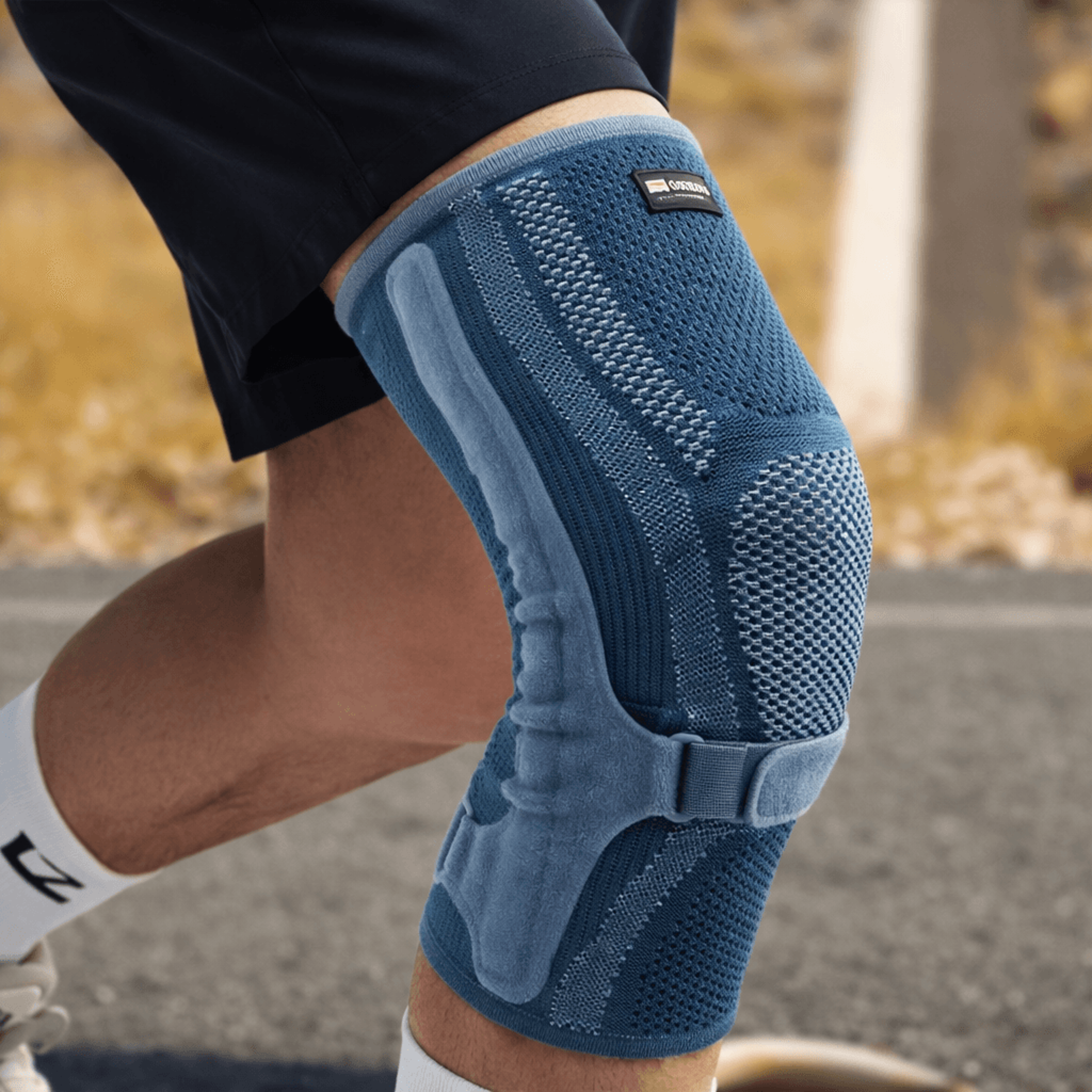 knee brace with patella gel pad and side stabilizers compression sleeve for running, acl support and joint stability