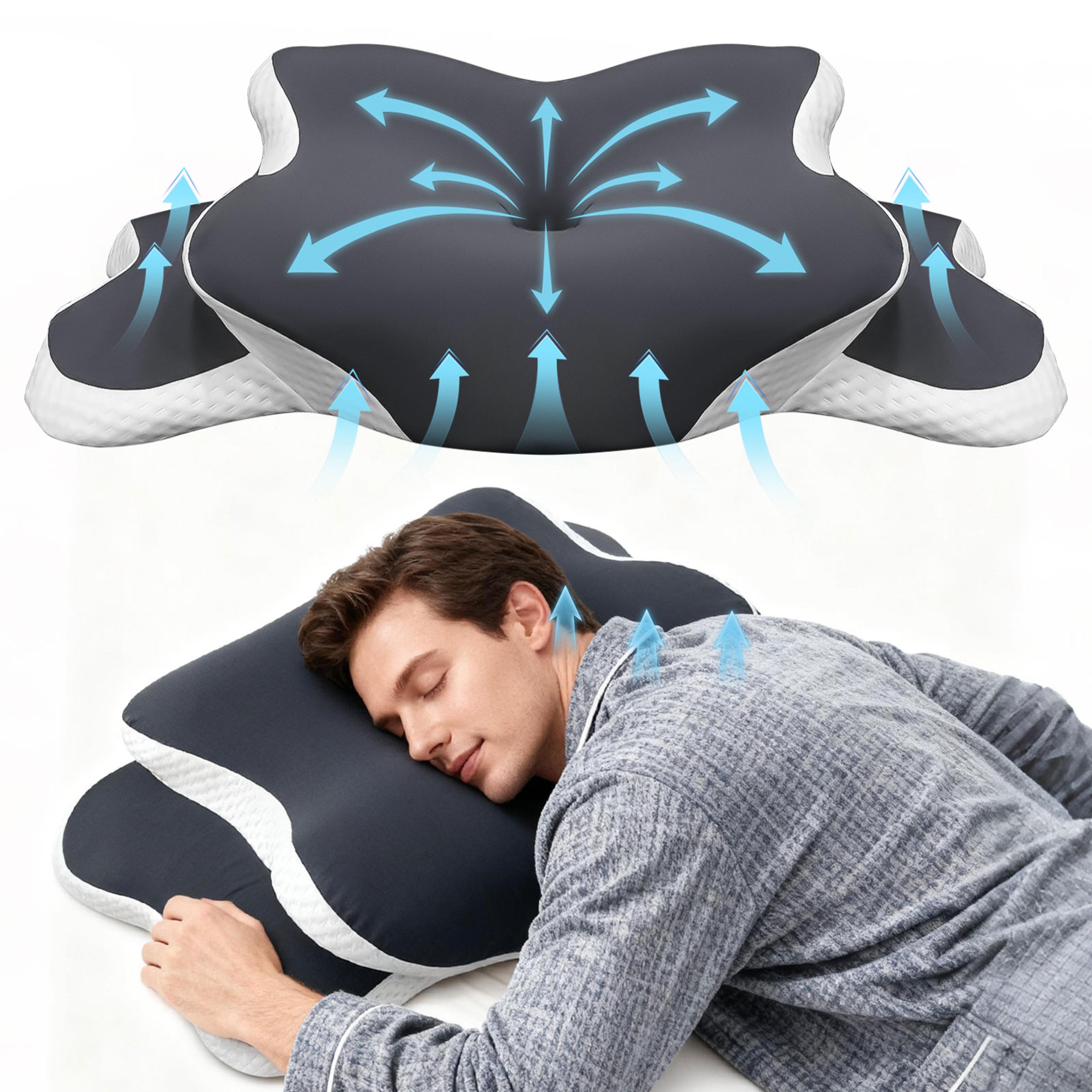 ergonomic cervical pillow memory foam neck pain relief cooling contour pillow for back and side sleepers