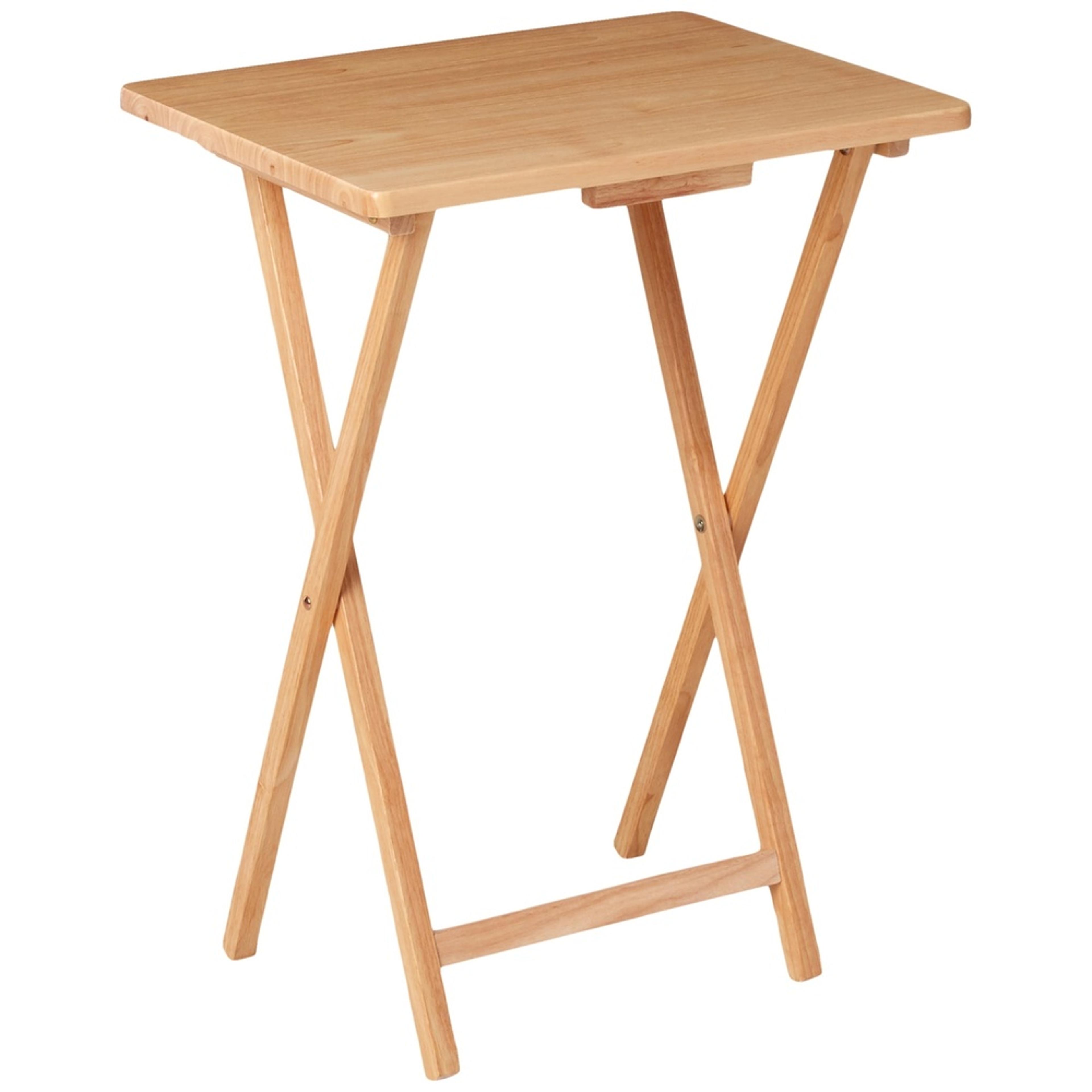 solid rubberwood folding tv tray table portable space saving snack and laptop side table