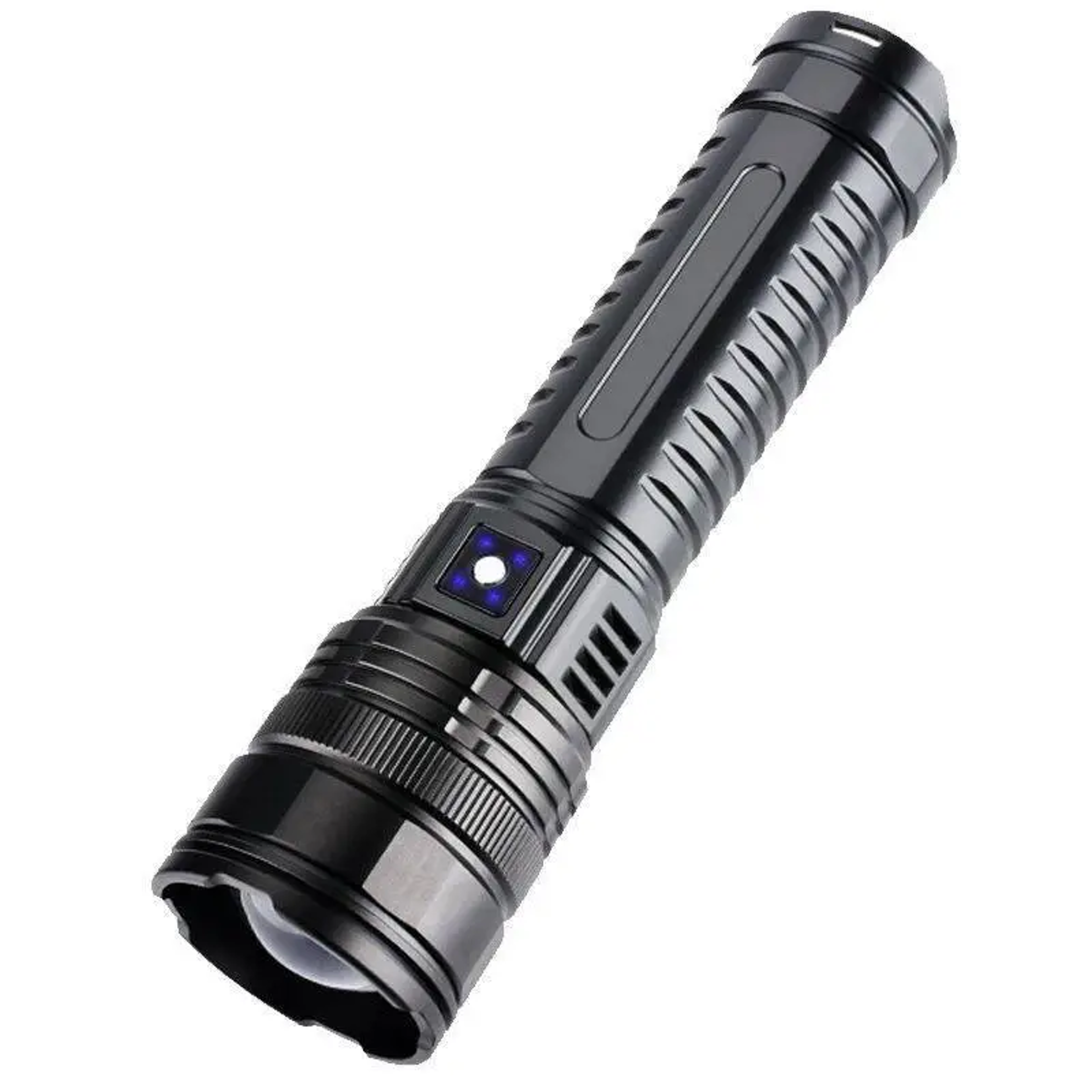 rechargeable tactical flashlight with long range beam and usb c emergency spotlight
