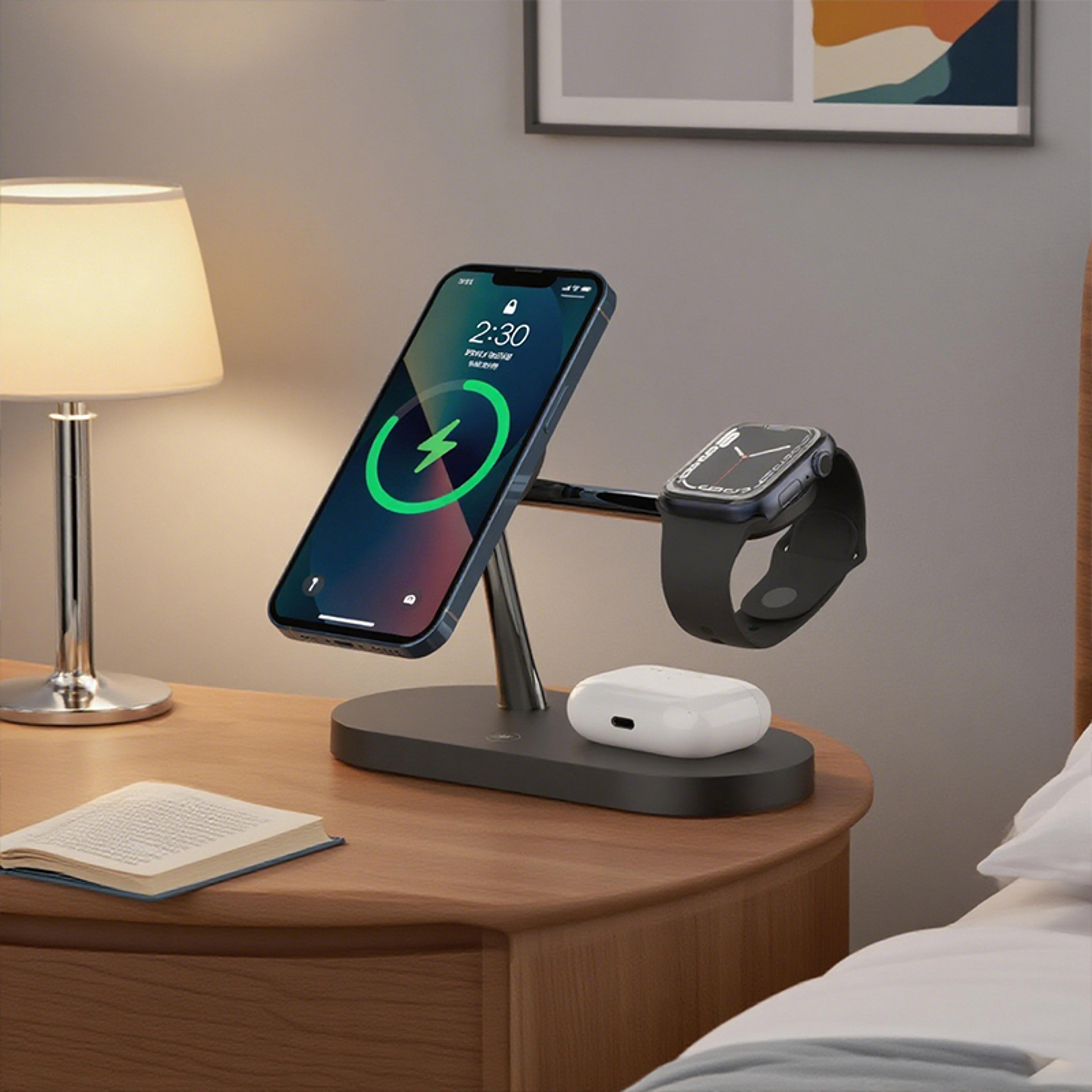3 in 1 wireless charger stand magnetic charging station for iphone apple watch airpods fast wireless charging