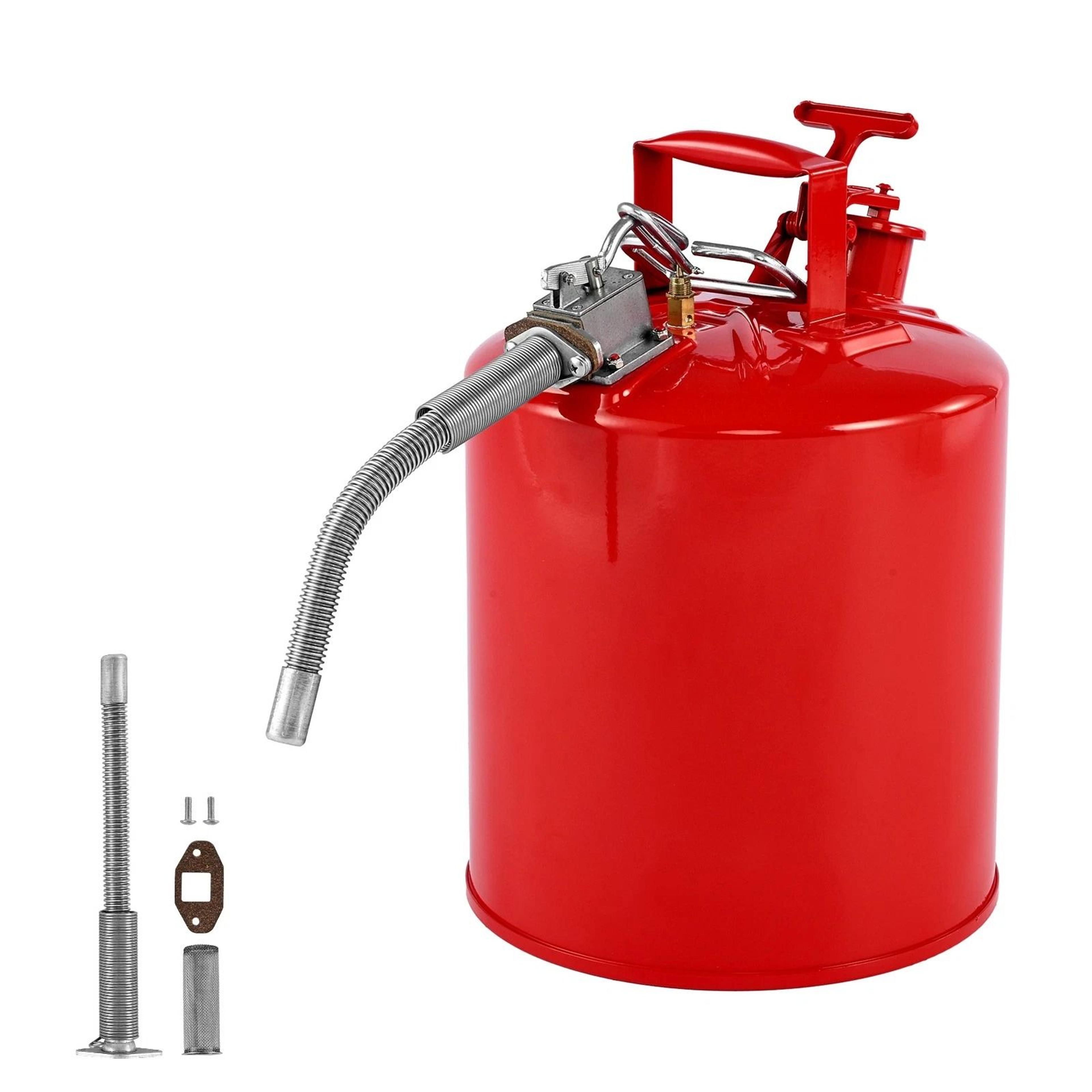 5 gallon safety gas can with flame arrester heavy duty metal fuel storage can with spill proof lid and pour spout
