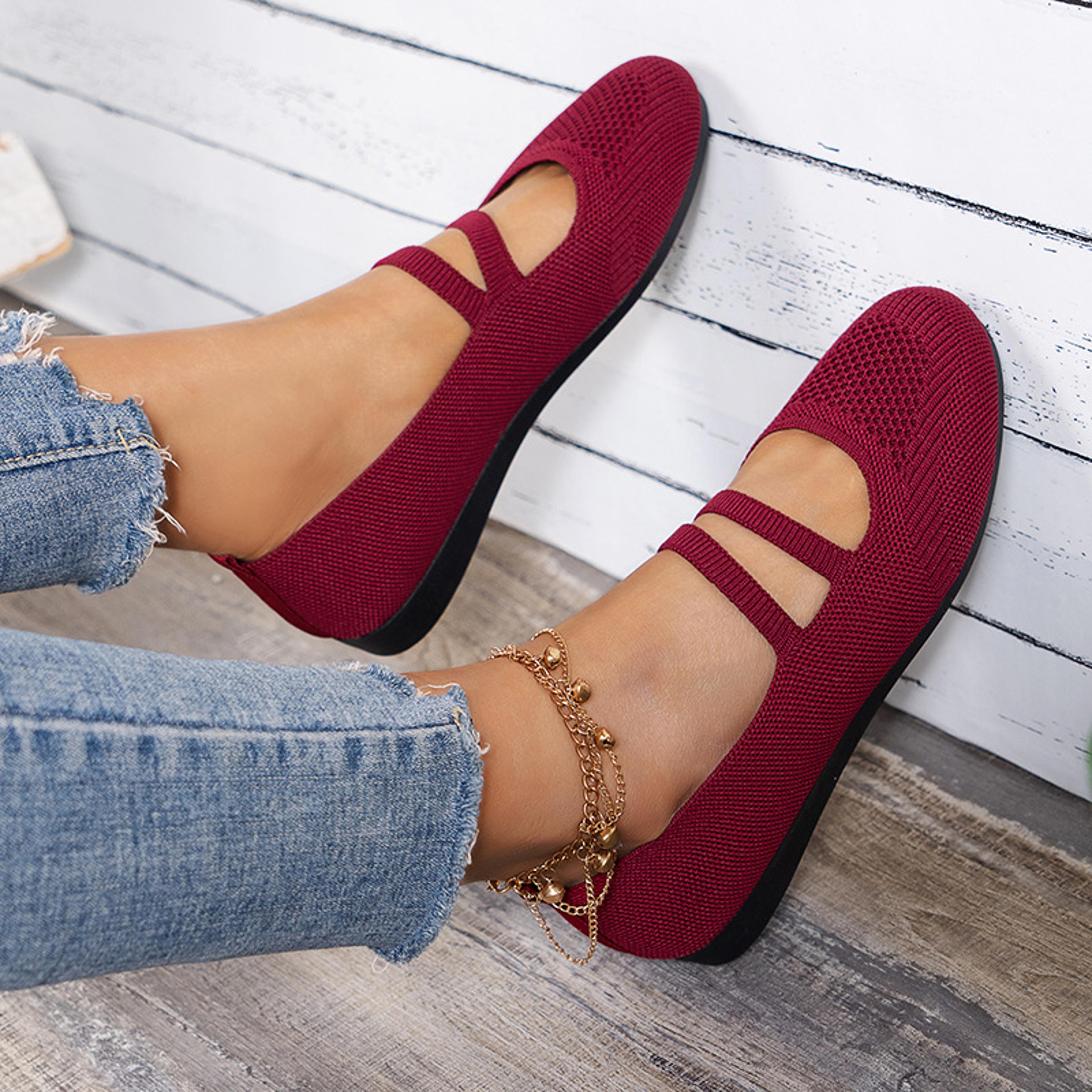 elastic knitted breathable flats for women lightweight slip-on loafers summer casual shoes