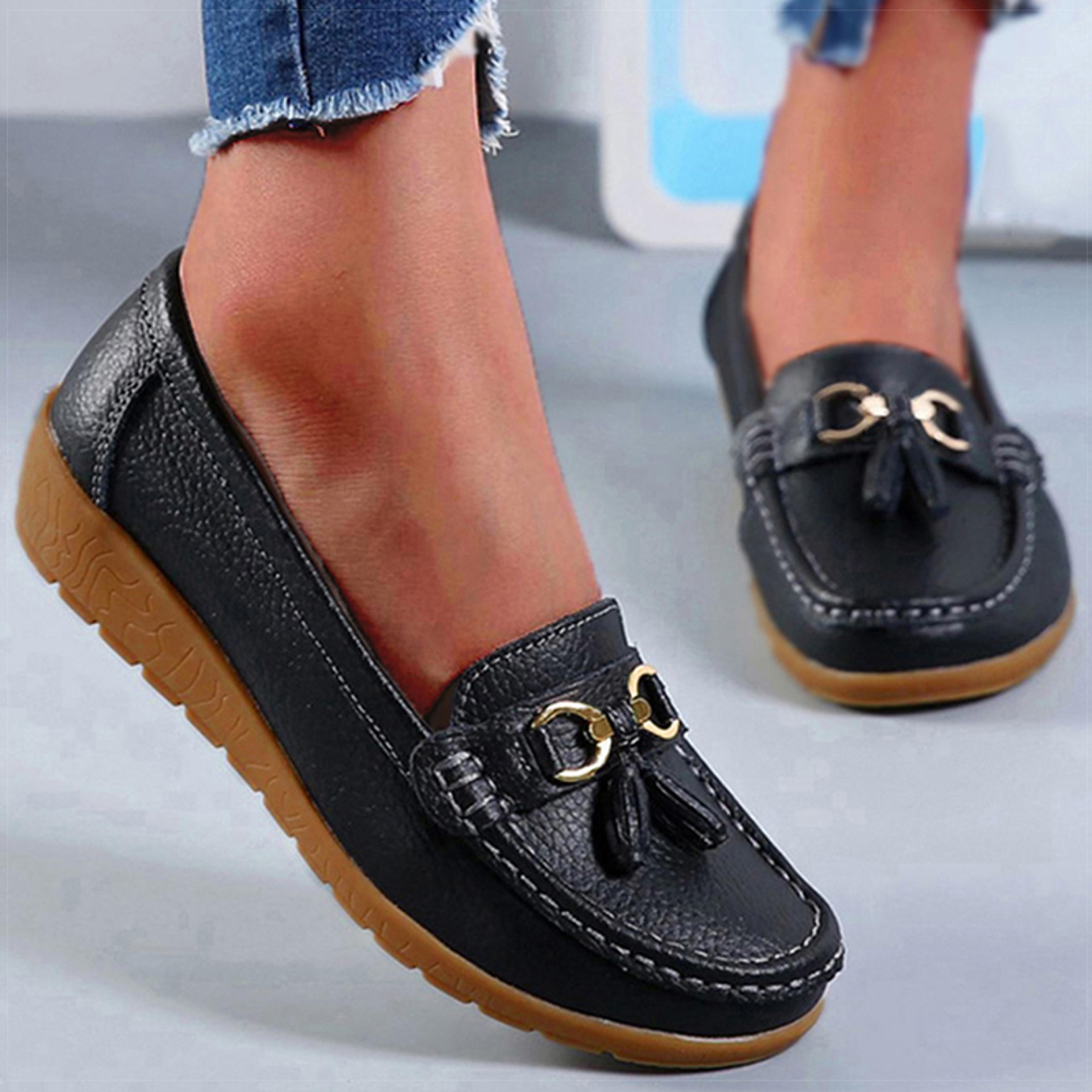 comfortable nurse loafers women casual leather flat shoes